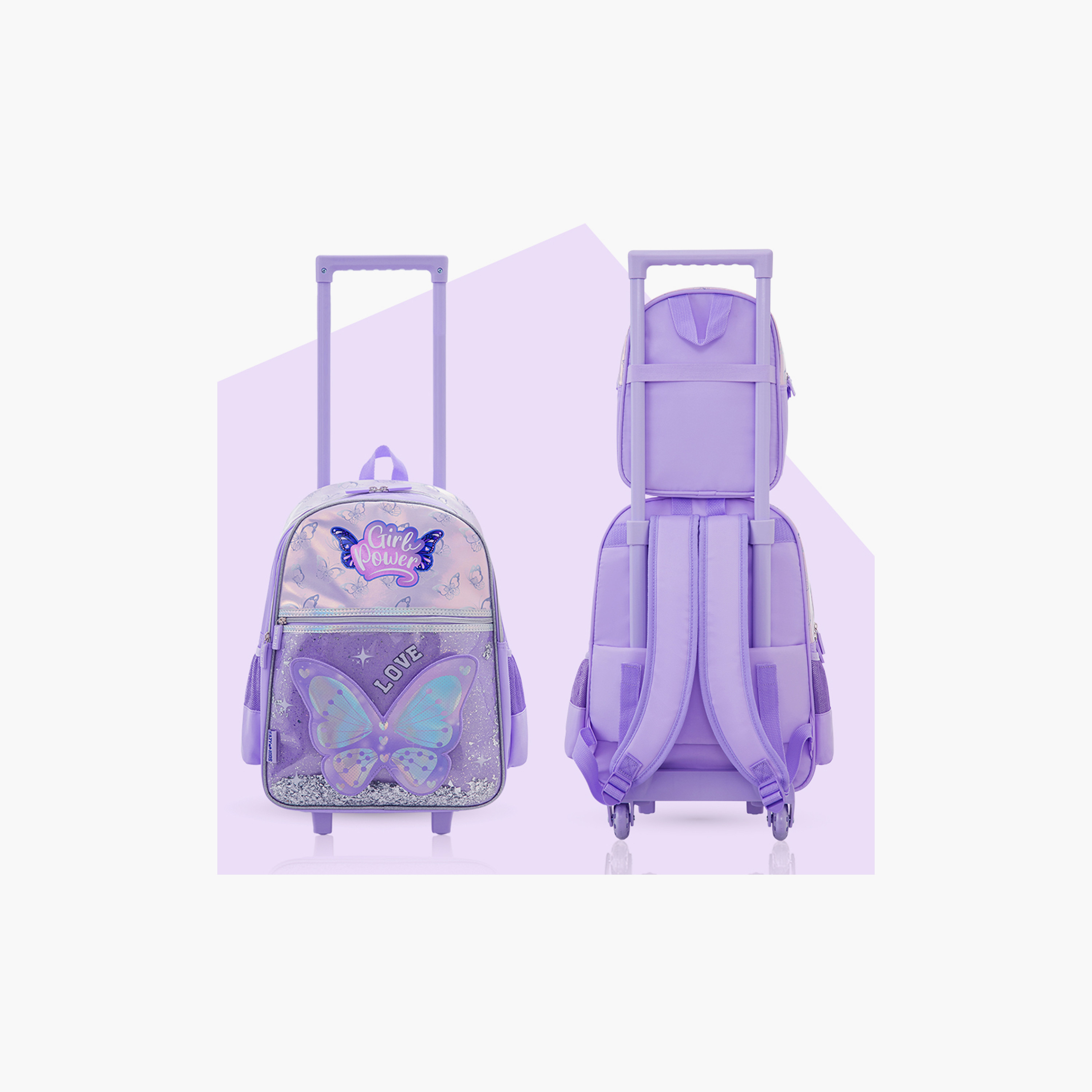 Eazy Kids 3-Piece Trolley School Bag Set with Laptop Compartment - Girl Power Purple - 16-Inch-school-bagsandbackpacks-backpacks-image-3