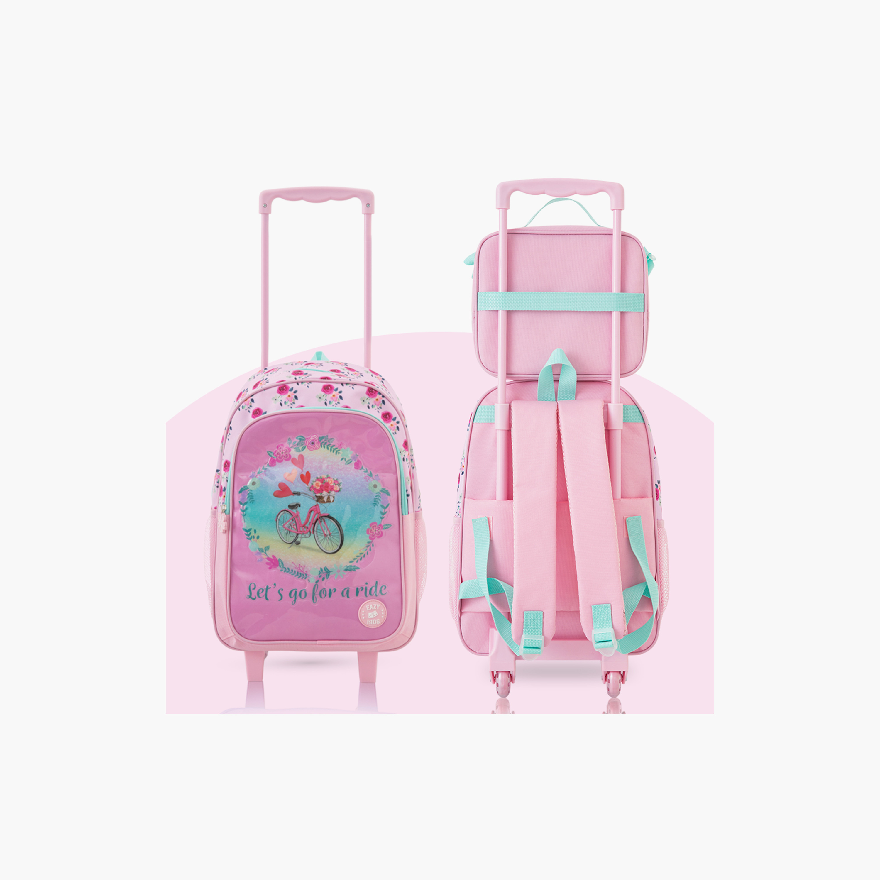 طقم حقيبة مدرسة ترولي مع عجلات | 5 قطع "سايكل بينك" | 17 بوصة من إيزي كيدز-school-bagsandbackpacks-backpacks-image-10