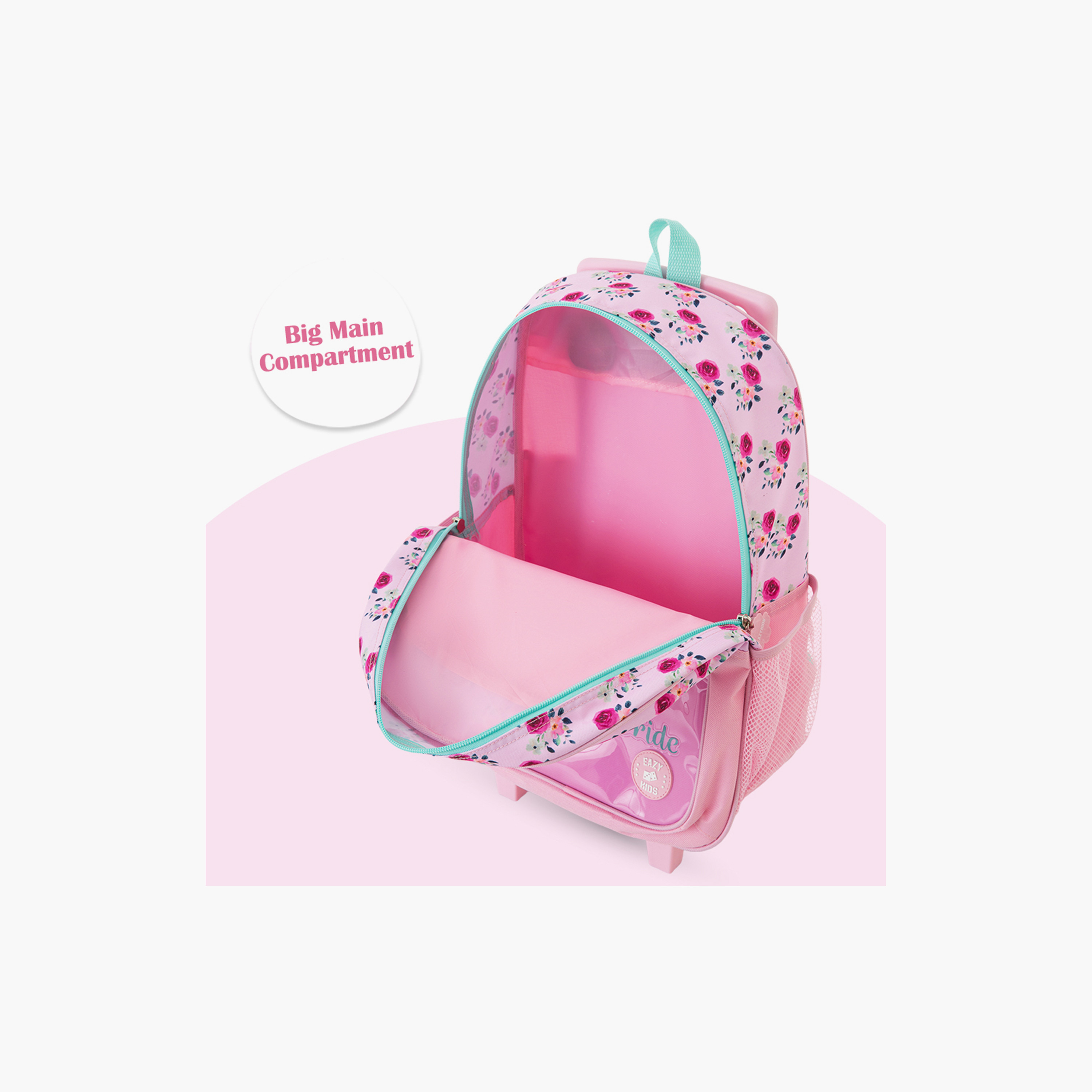 طقم حقيبة مدرسة ترولي مع عجلات | 5 قطع "سايكل بينك" | 17 بوصة من إيزي كيدز-school-bagsandbackpacks-backpacks-image-12