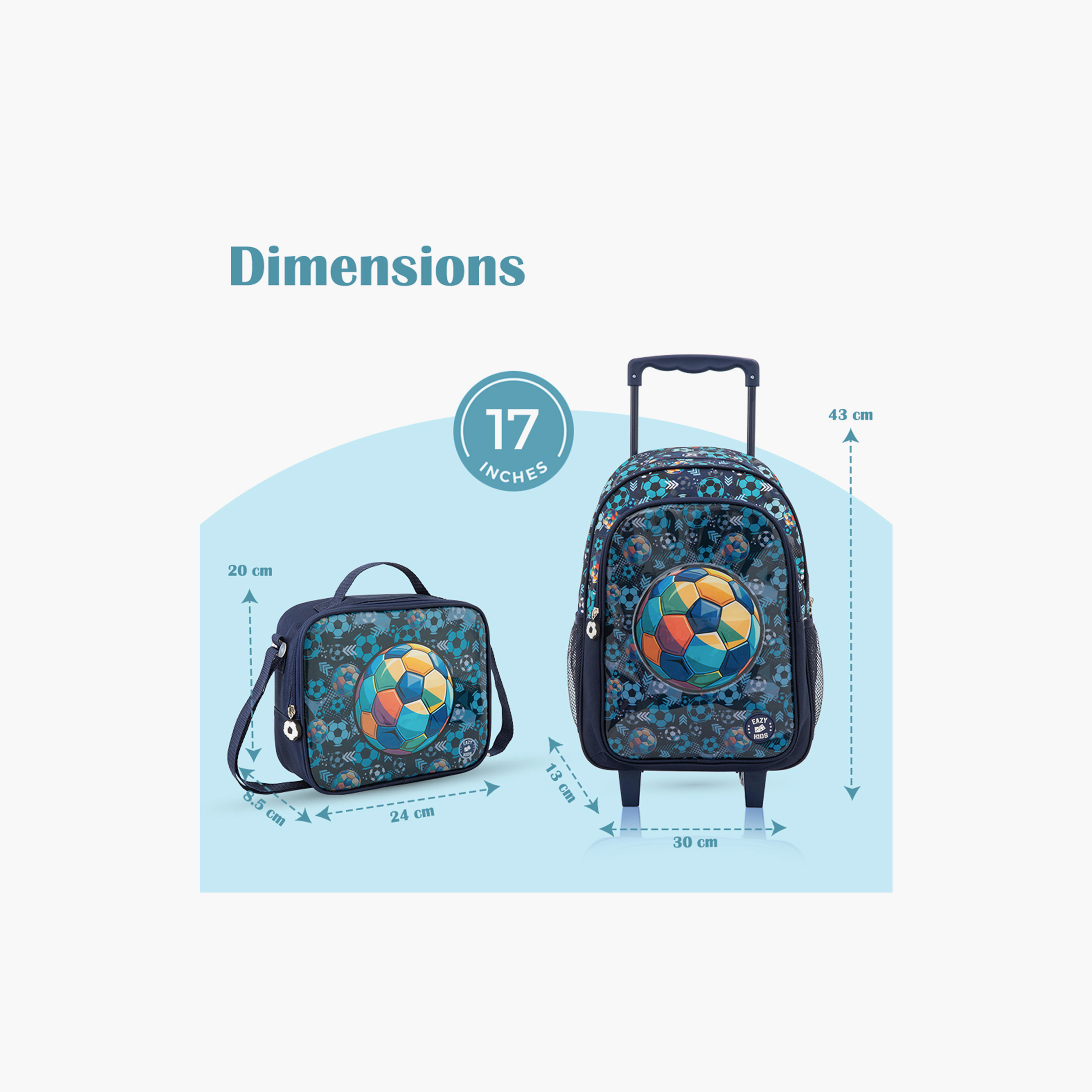 Eazy Kids 5-Piece Trolley School Bag Set with Wheels - Soccer Blue - 17 Inch-school-bagsandbackpacks-backpacks-image-7