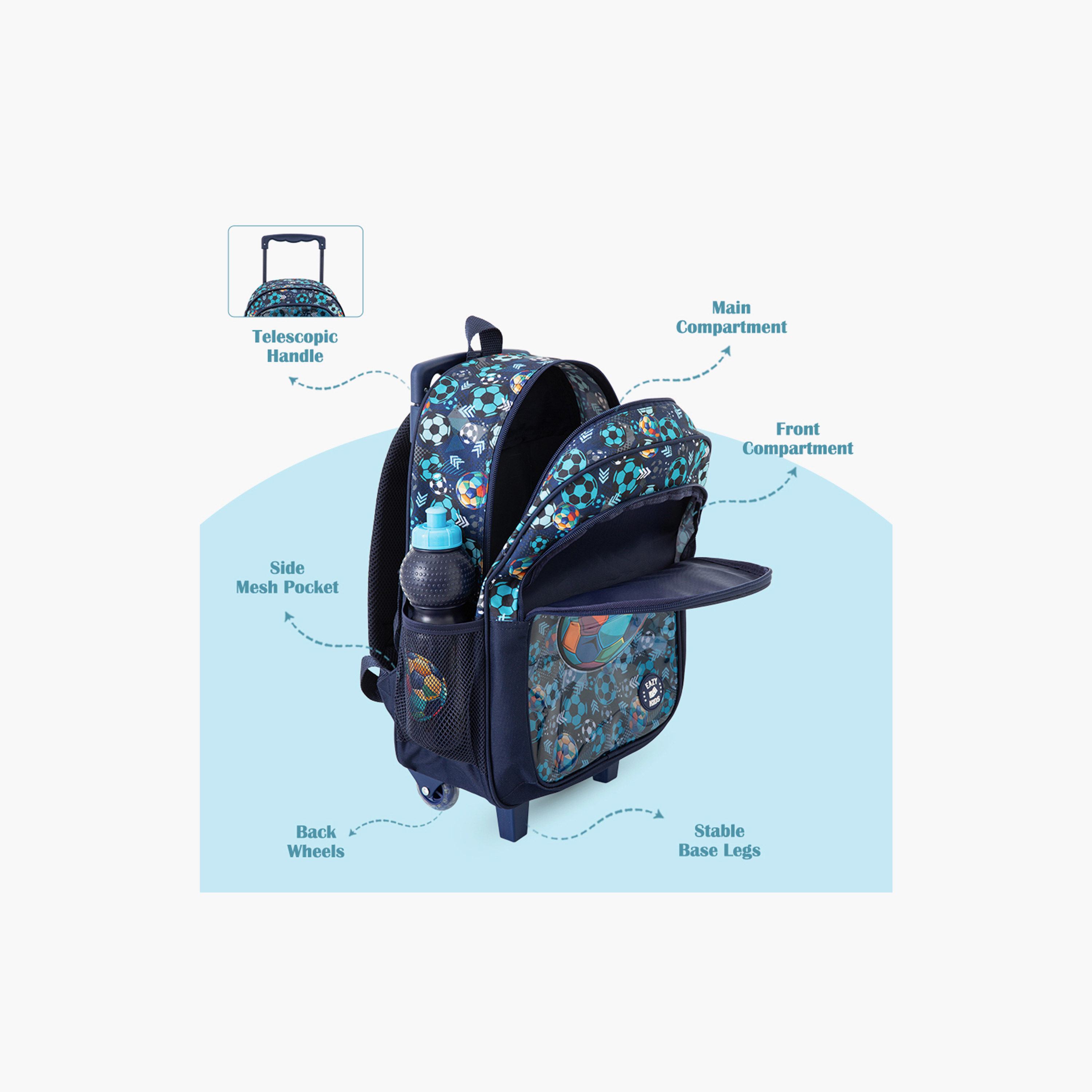 Eazy Kids 5-Piece Trolley School Bag Set with Wheels - Soccer Blue - 17 Inch-school-bagsandbackpacks-backpacks-image-8