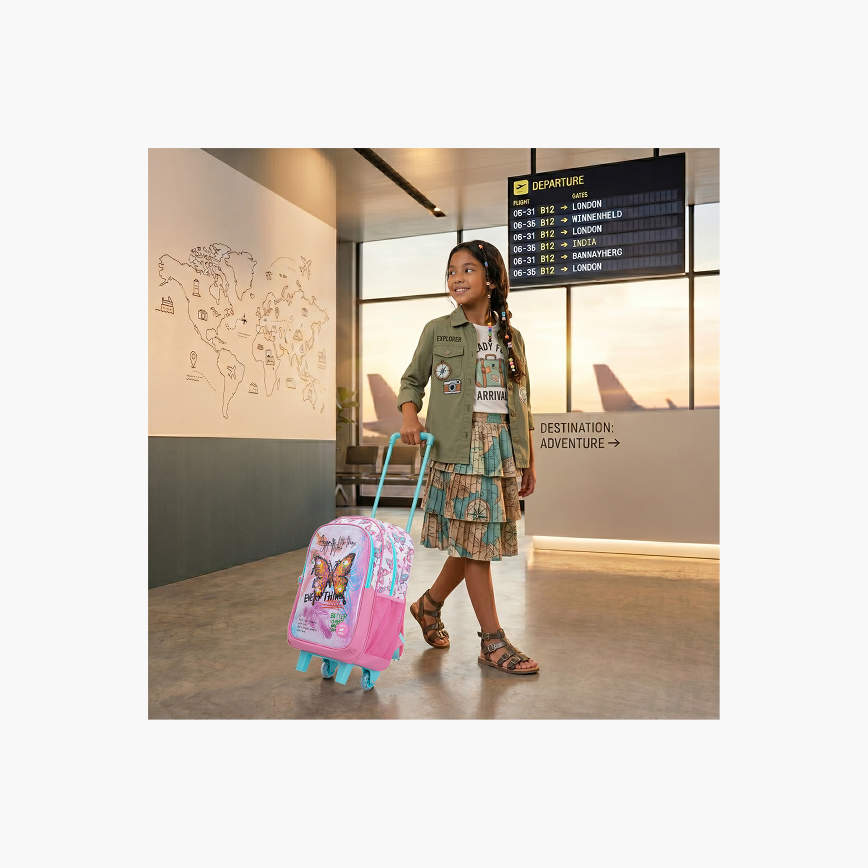 Eazy Kids 5-Piece School Combo Trolley Bag Set - Butterfly Mint - 17 Inch-school-bagsandbackpacks-backpacks-image-10
