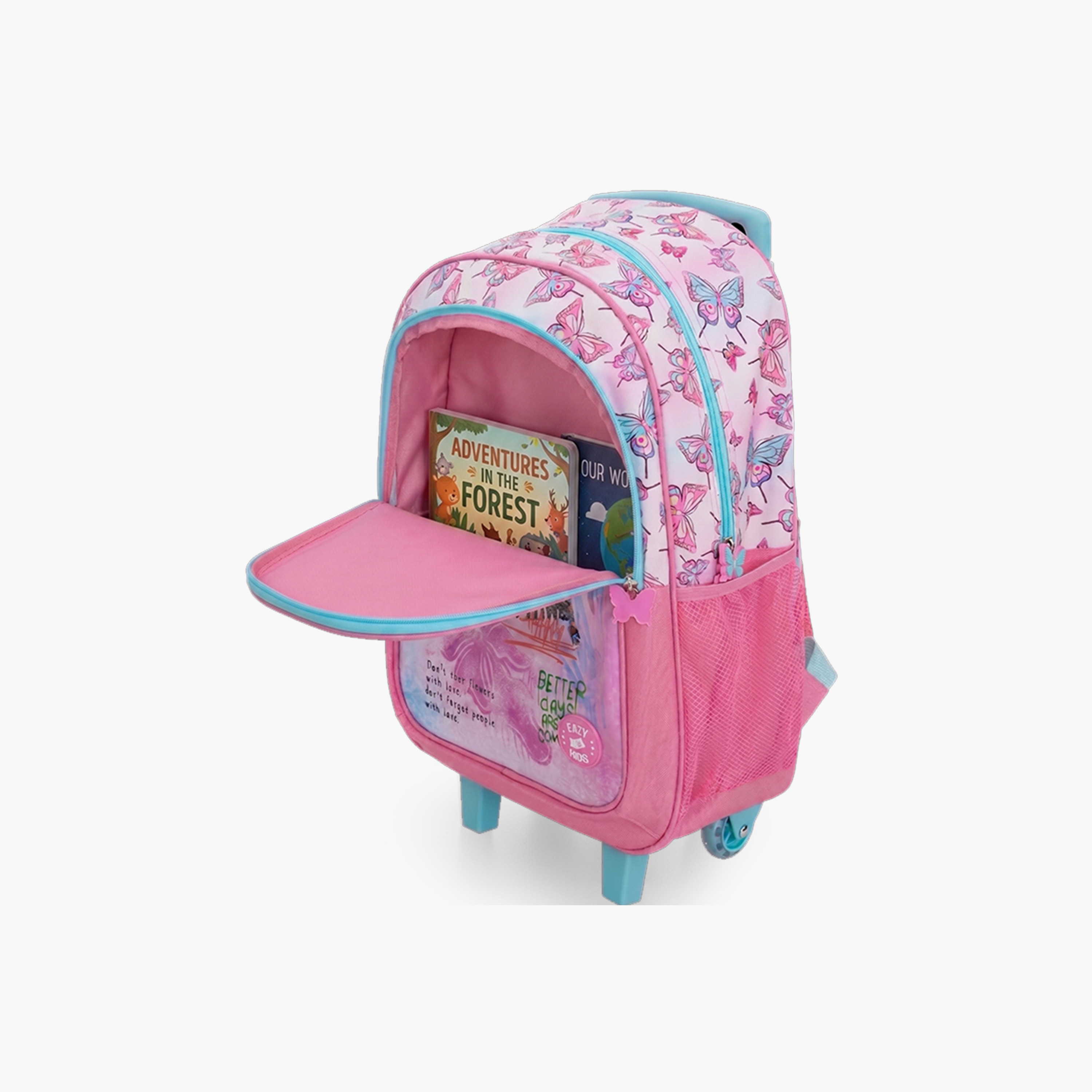 Eazy Kids 5-Piece School Combo Trolley Bag Set - Butterfly Mint - 17 Inch-school-bagsandbackpacks-backpacks-image-2