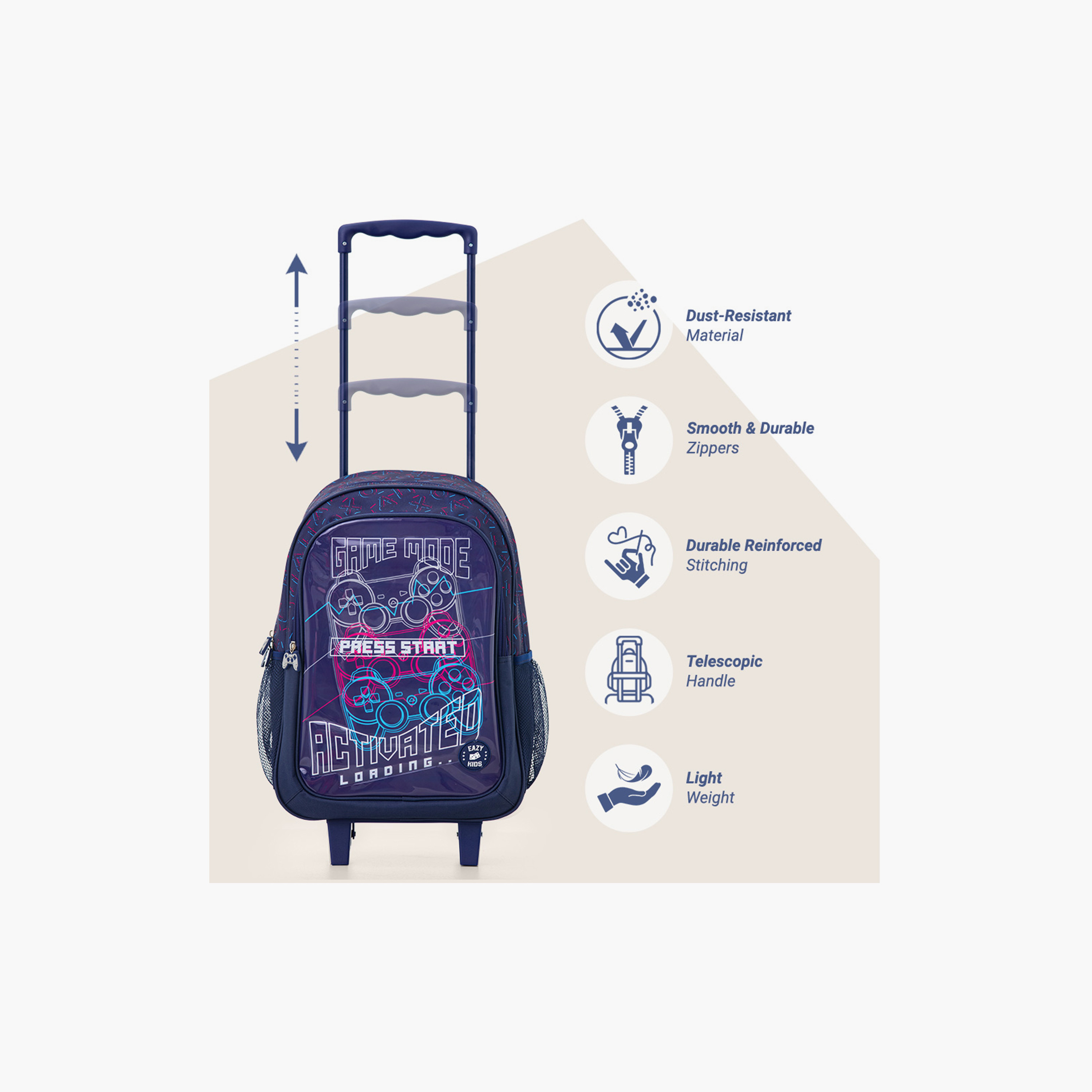 Eazy Kids 5-Piece School Combo Trolley Bag Set - Game Mode Black - 17 Inch-school-bagsandbackpacks-backpacks-image-12
