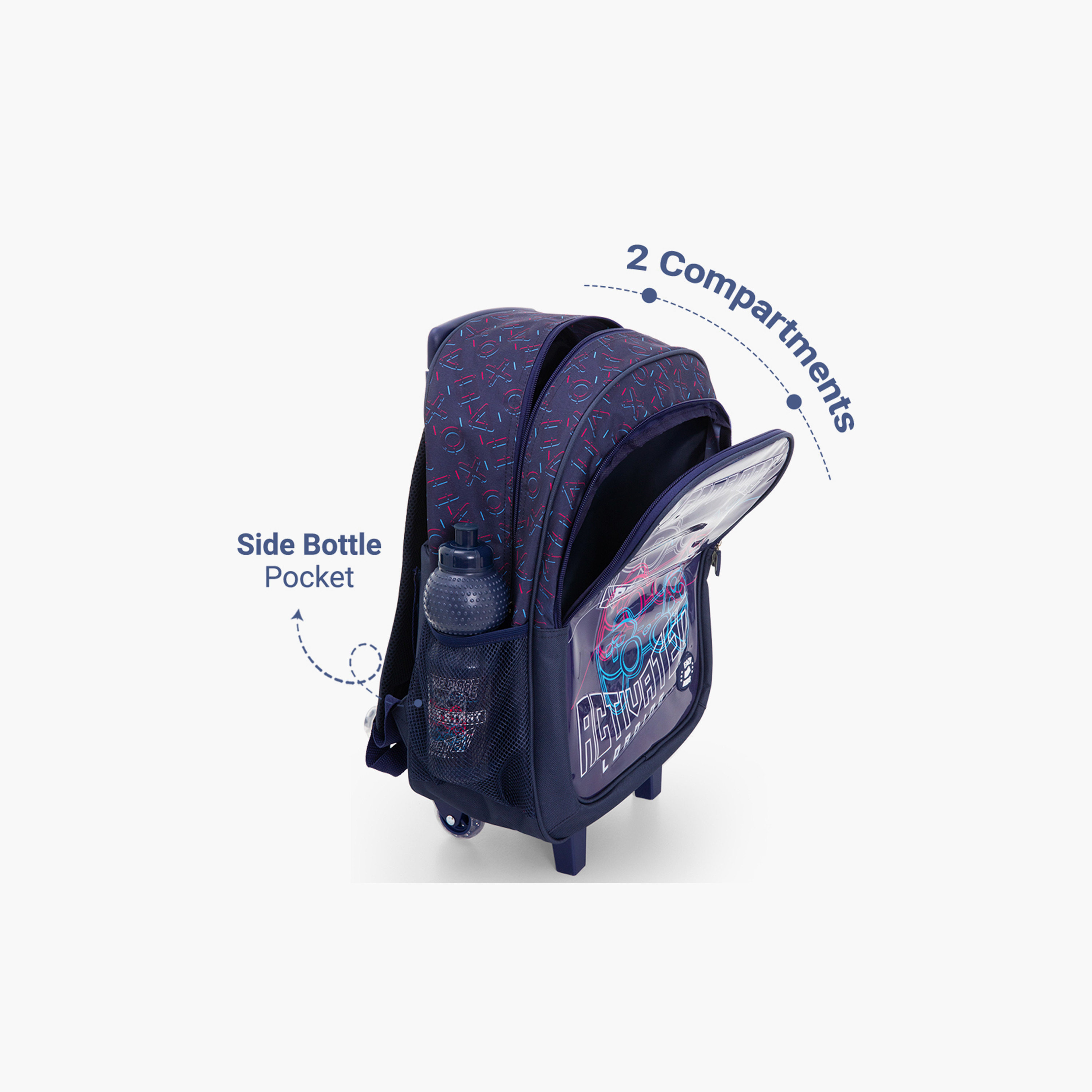 Eazy Kids 5-Piece School Combo Trolley Bag Set - Game Mode Black - 17 Inch-school-bagsandbackpacks-backpacks-image-4