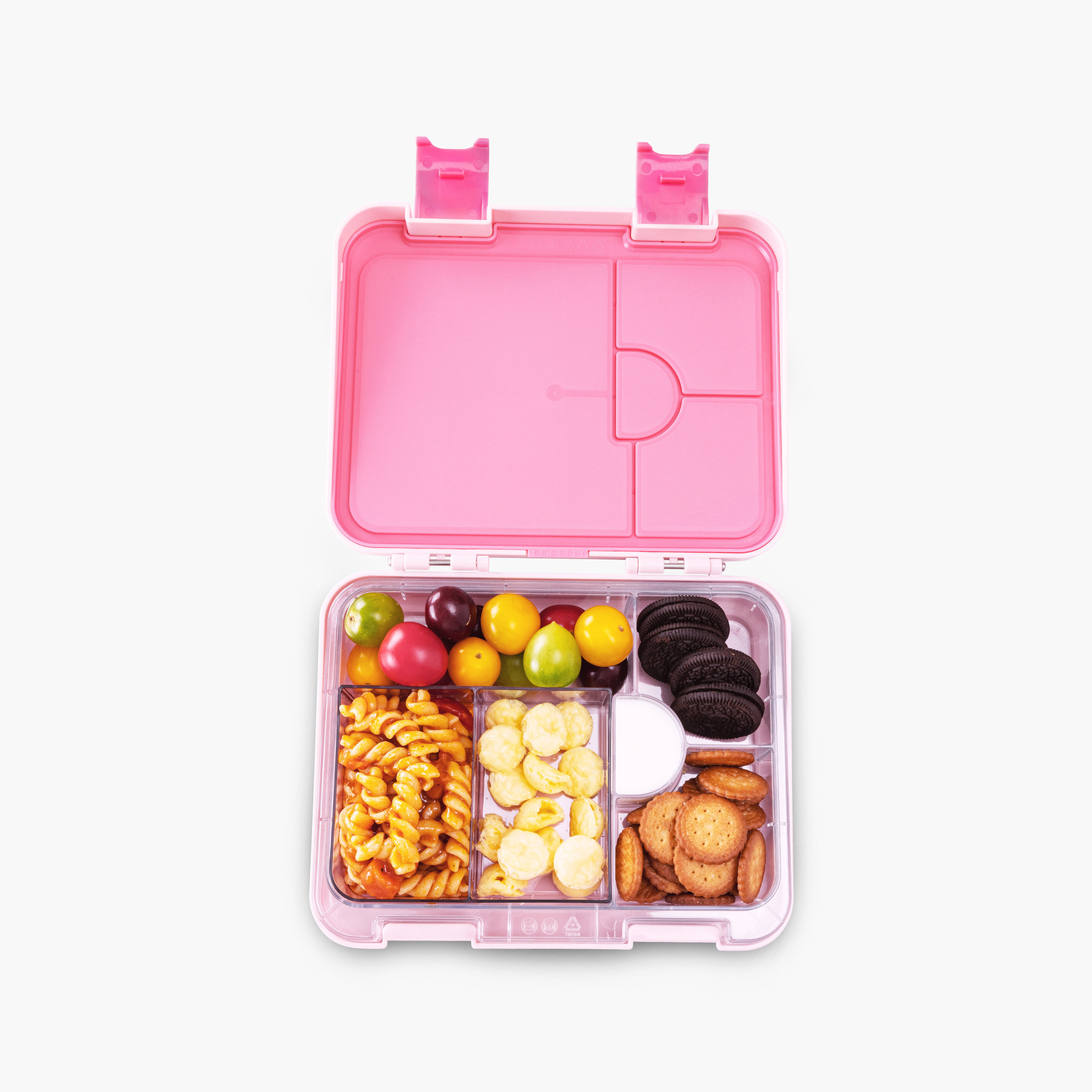 Eazy Kids 2-In-1 Convertible Bento Lunch Box with Steel Spoon & Fork Set - Life Pink-school-lunchessentials-lunchboxes-image-2