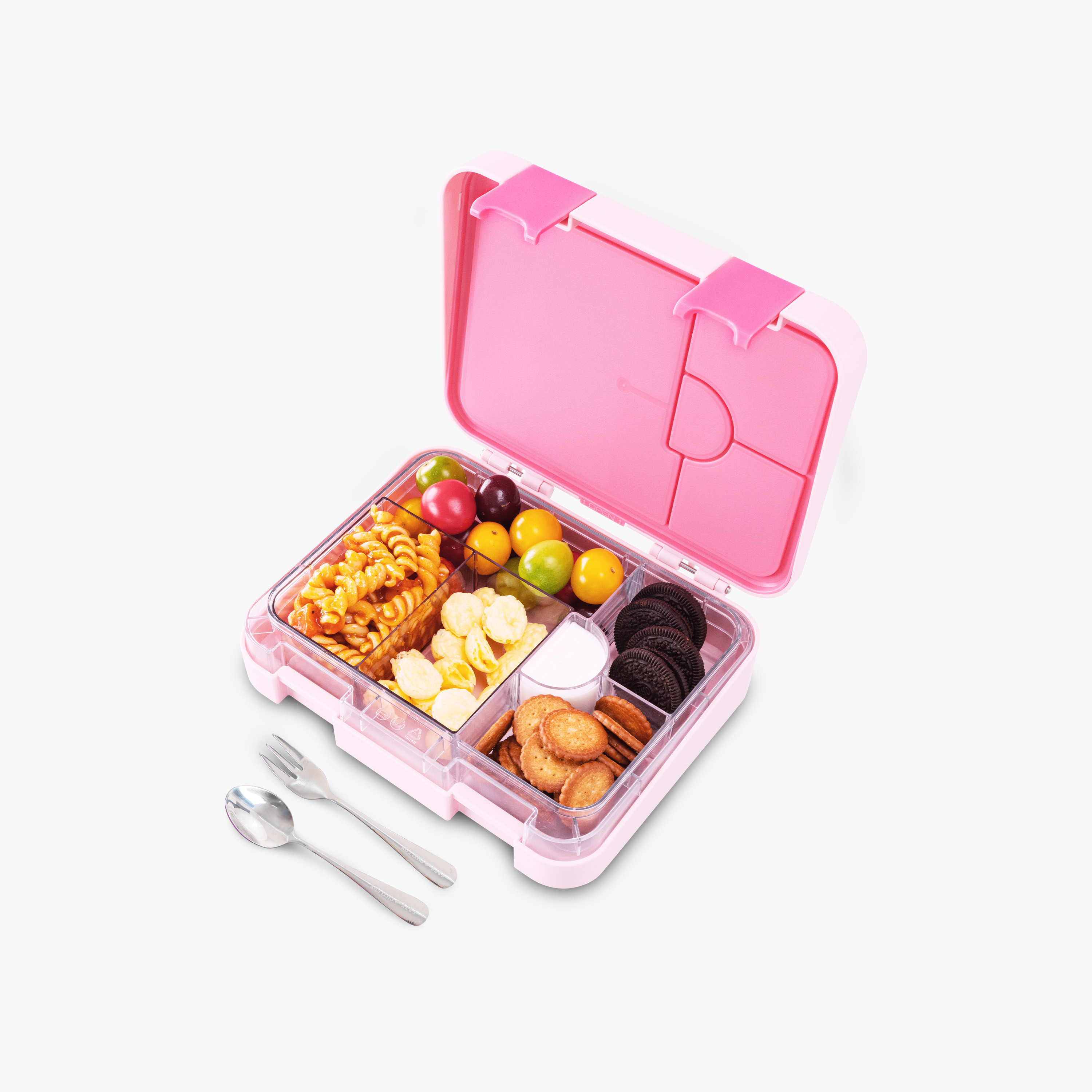 Eazy Kids 2-In-1 Convertible Bento Lunch Box with Steel Spoon & Fork Set - Life Pink-school-lunchessentials-lunchboxes-image-3