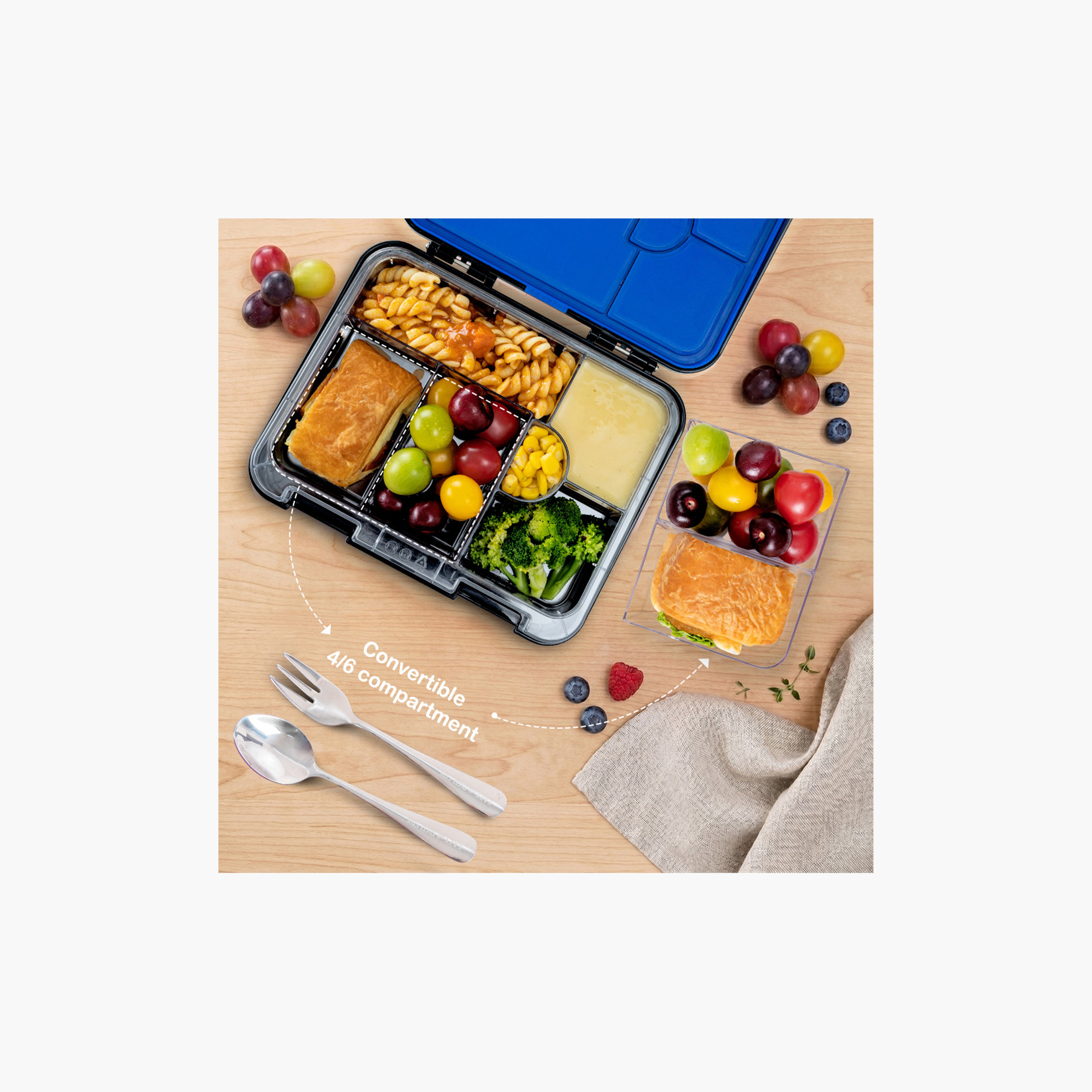 Eazy Kids 2-In-1 Convertible Bento Lunch Box with Steel Spoon & Fork Set - Gamer Black-school-lunchessentials-lunchboxes-image-6