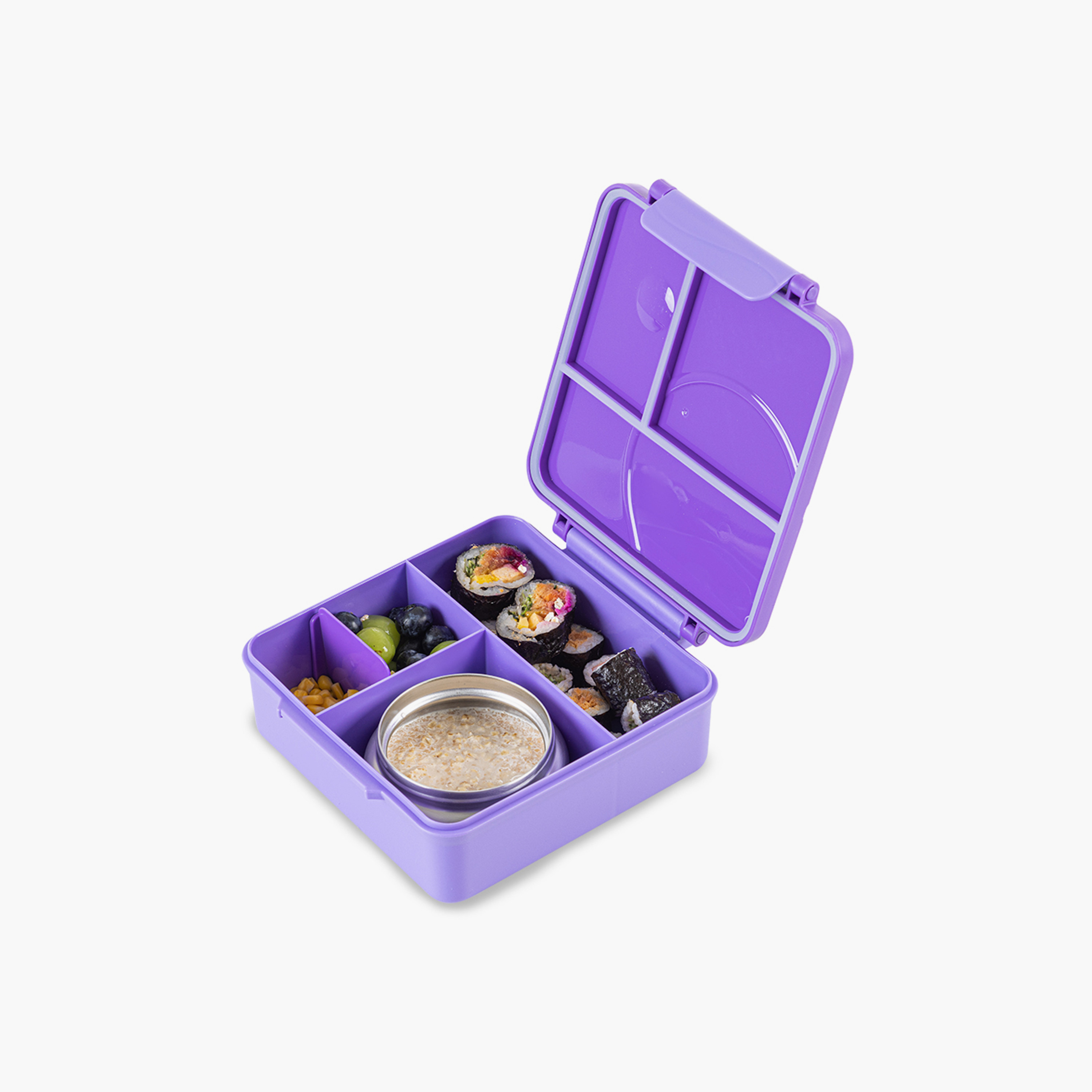 Eazy Kids BPA Free Compartment Convertible Bento Lunch Box & Bowl with Spoon & Fork - Purple-school-lunchessentials-lunchboxes-image-5