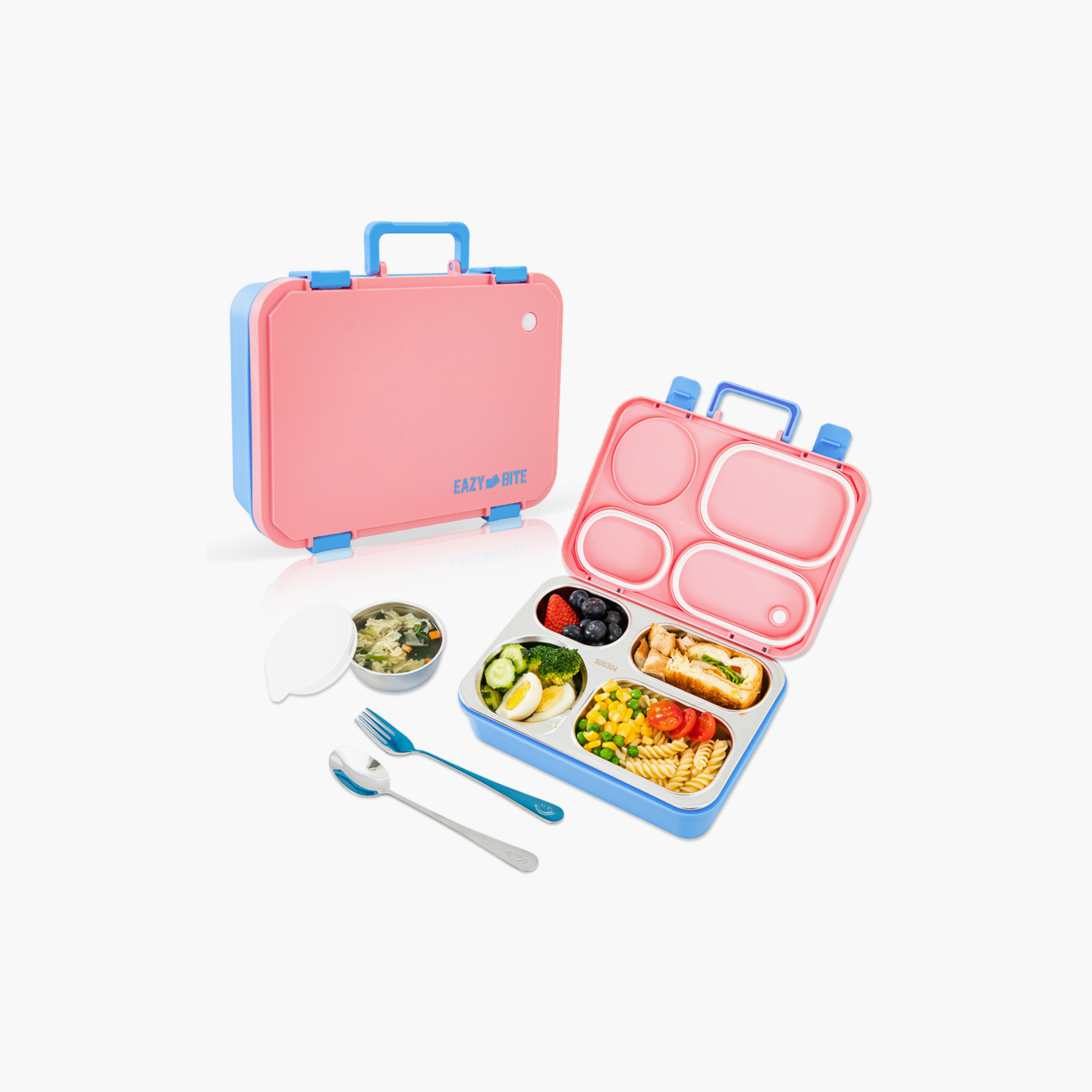 Eazy Kids Stainless Steel Lunch Box with Food Container with Lid-school-lunchessentials-lunchboxes-image-1