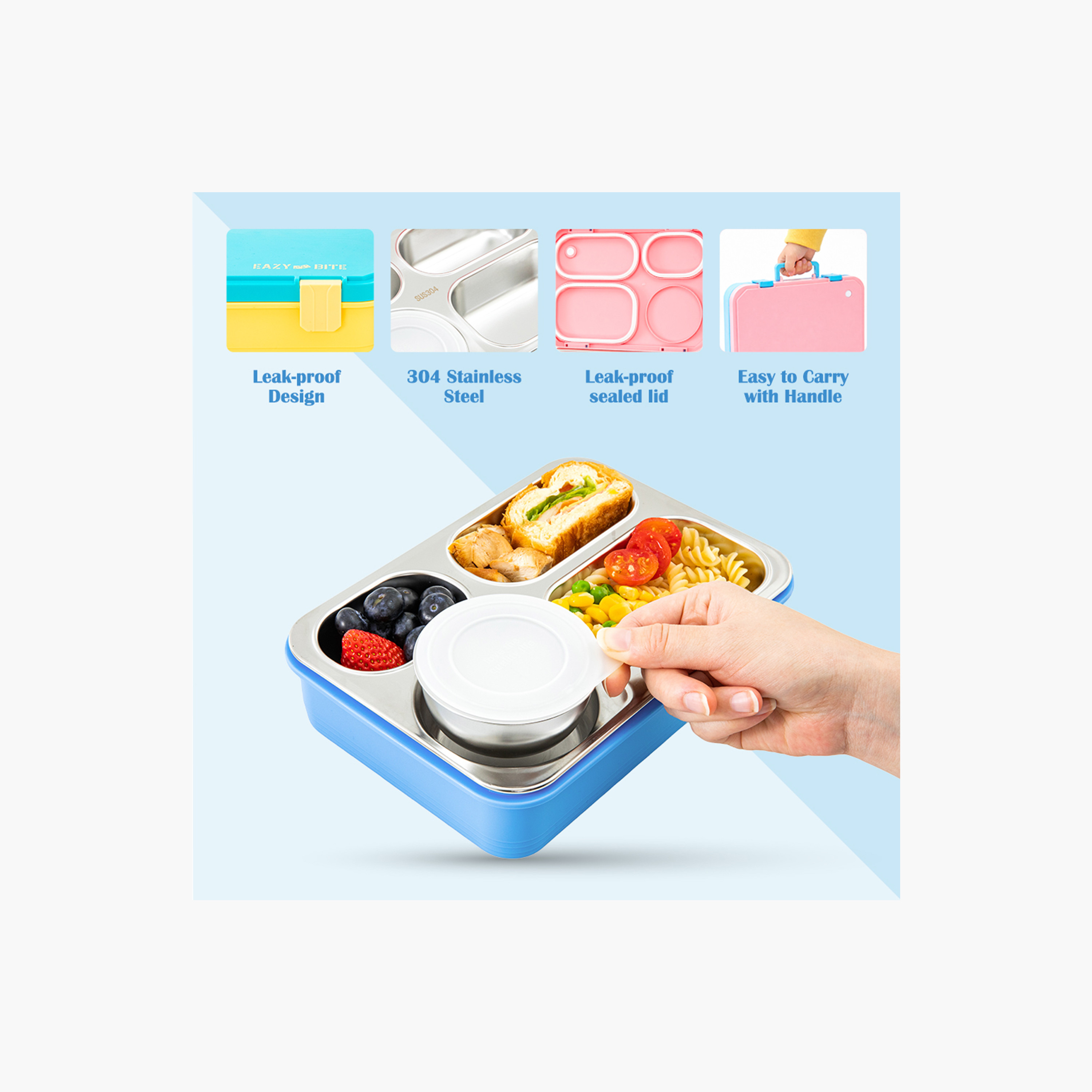 Eazy Kids Stainless Steel Lunch Box with Food Container with Lid-school-lunchessentials-lunchboxes-image-4