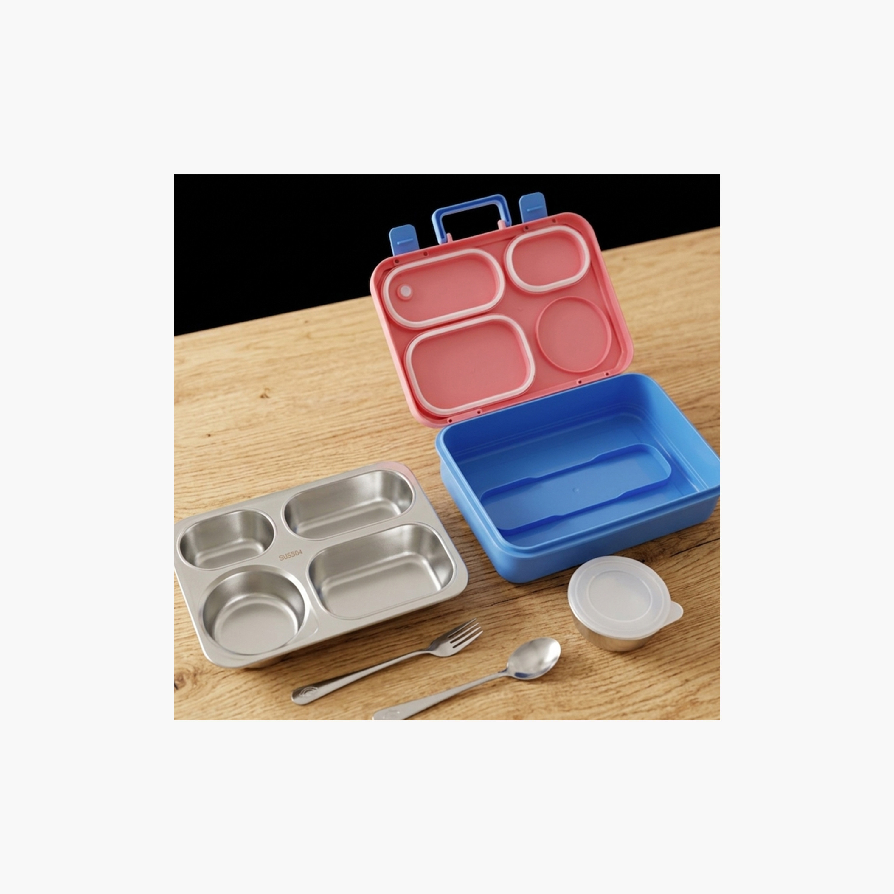 Eazy Kids Stainless Steel Lunch Box with Food Container with Lid-school-lunchessentials-lunchboxes-image-5