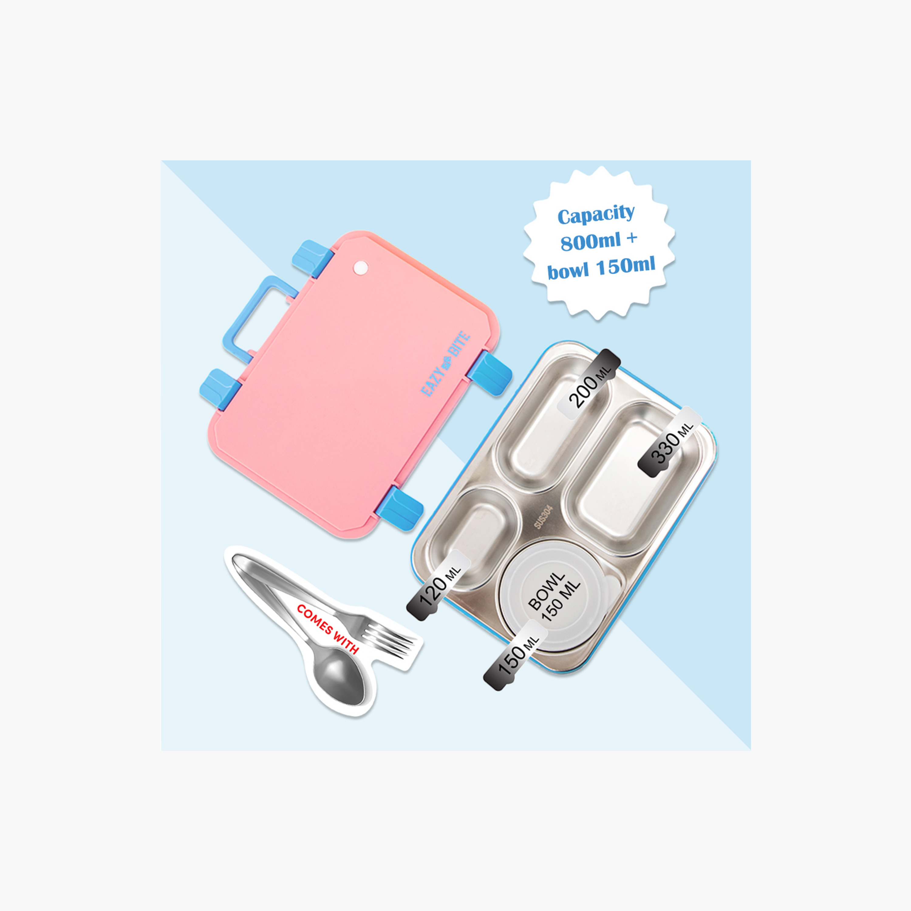 Eazy Kids Stainless Steel Lunch Box with Food Container with Lid-school-lunchessentials-lunchboxes-image-8