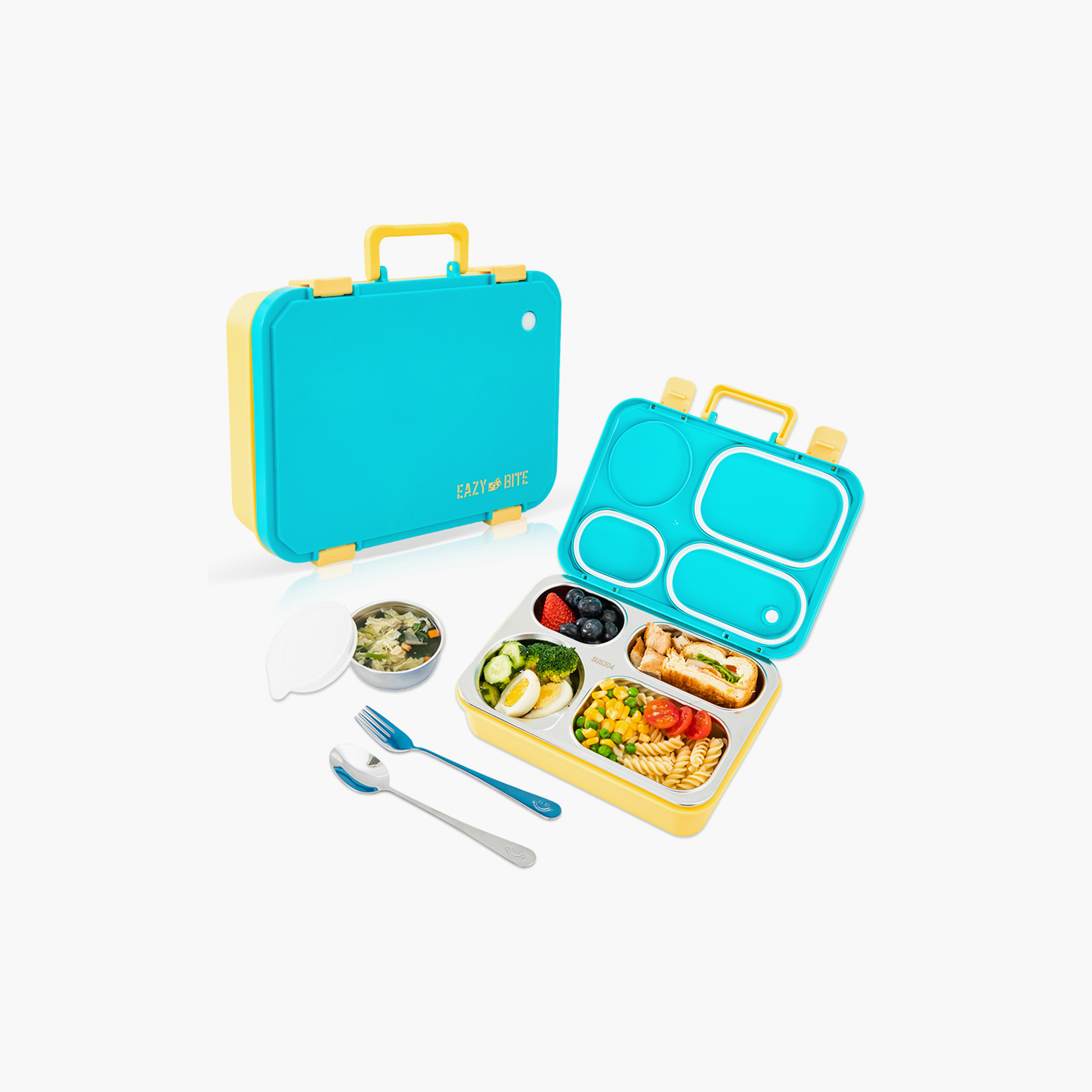 صندوق غداء ستانلس ستيل مع حاوية طعام بغطاء من إيزي كيدز-school-lunchessentials-lunchboxes-image-11