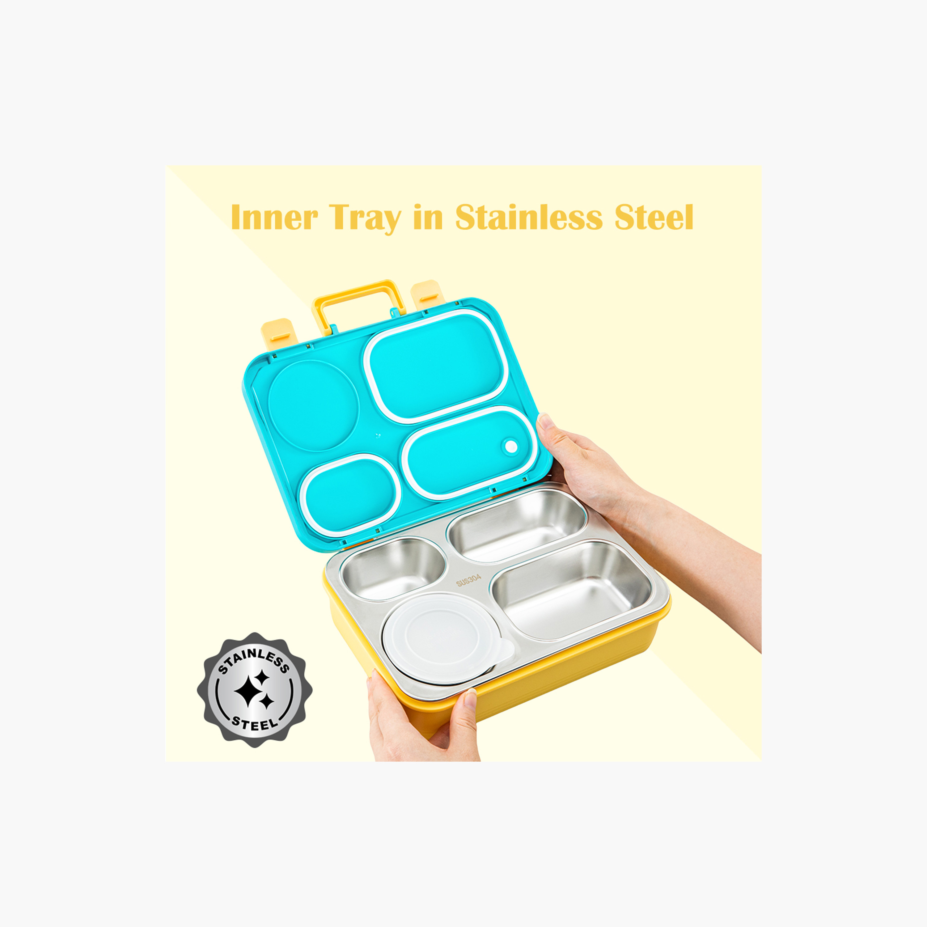 صندوق غداء ستانلس ستيل مع حاوية طعام بغطاء من إيزي كيدز-school-lunchessentials-lunchboxes-image-17