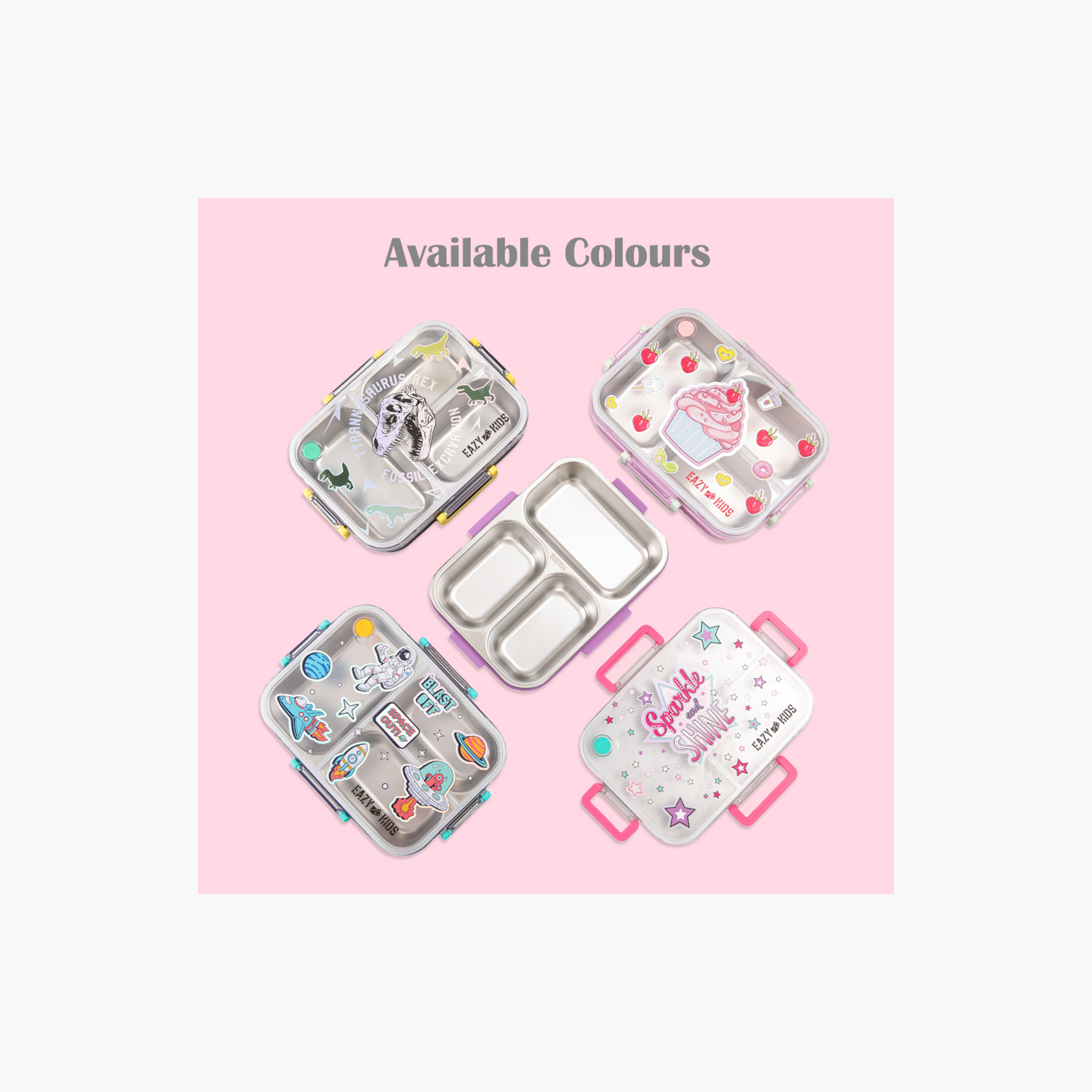 Eazy Kids 3 Compartment Stainless Steel Bento Lunch Box - Sparkle Girl - 800 ml - Purple-school-lunchessentials-lunchboxes-image-10
