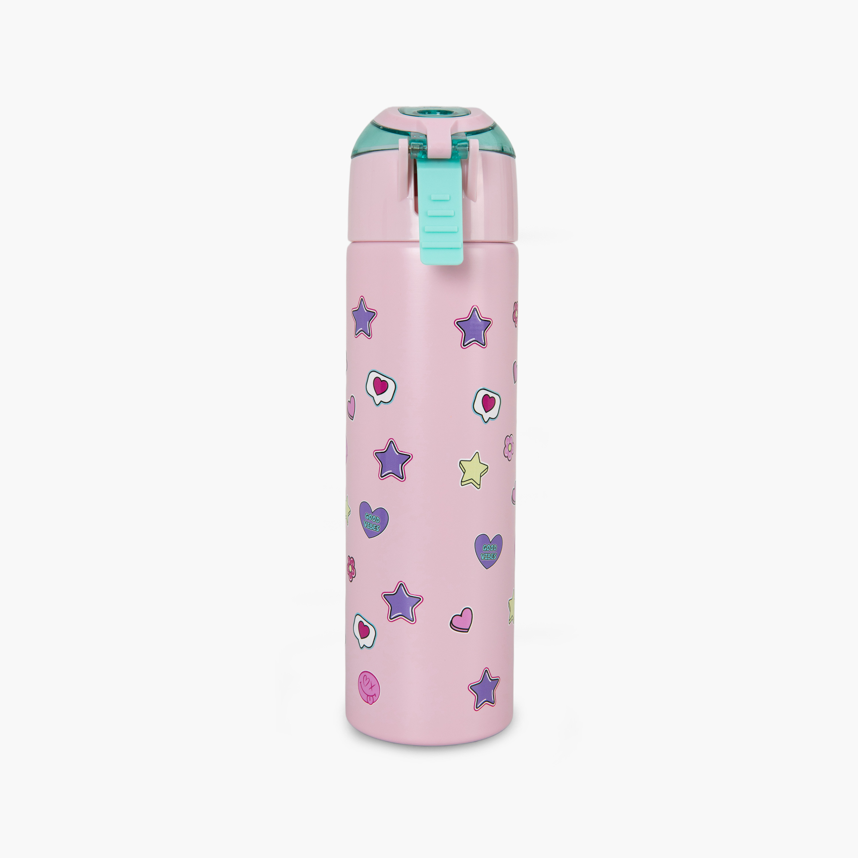 عبوة ماء ستانلس ستيل معزولة مع بخاخ | 640 مل بلون وردي من إيزي كيدز-school-waterbottles-image-2
