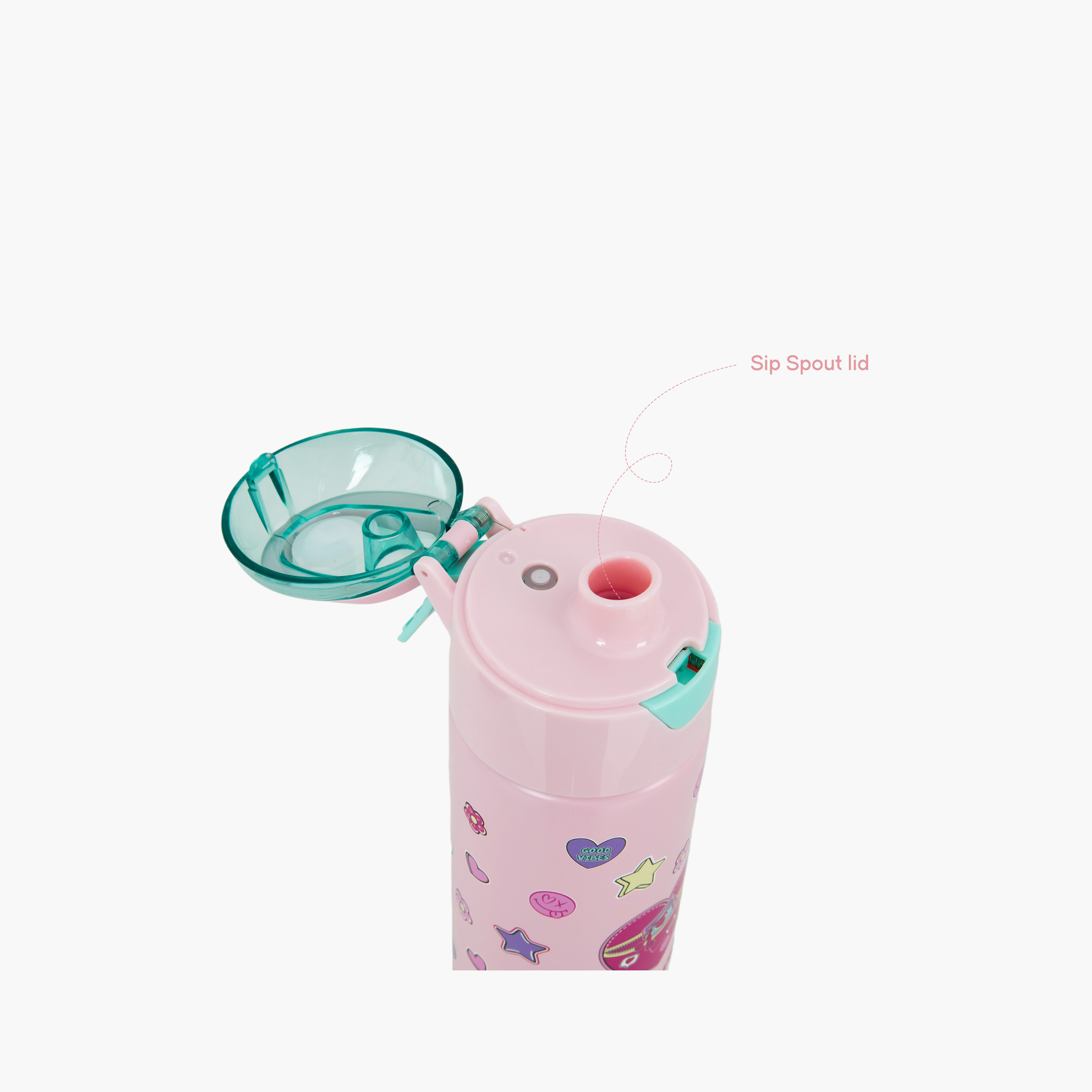 عبوة ماء ستانلس ستيل معزولة مع بخاخ | 640 مل بلون وردي من إيزي كيدز-school-waterbottles-image-6