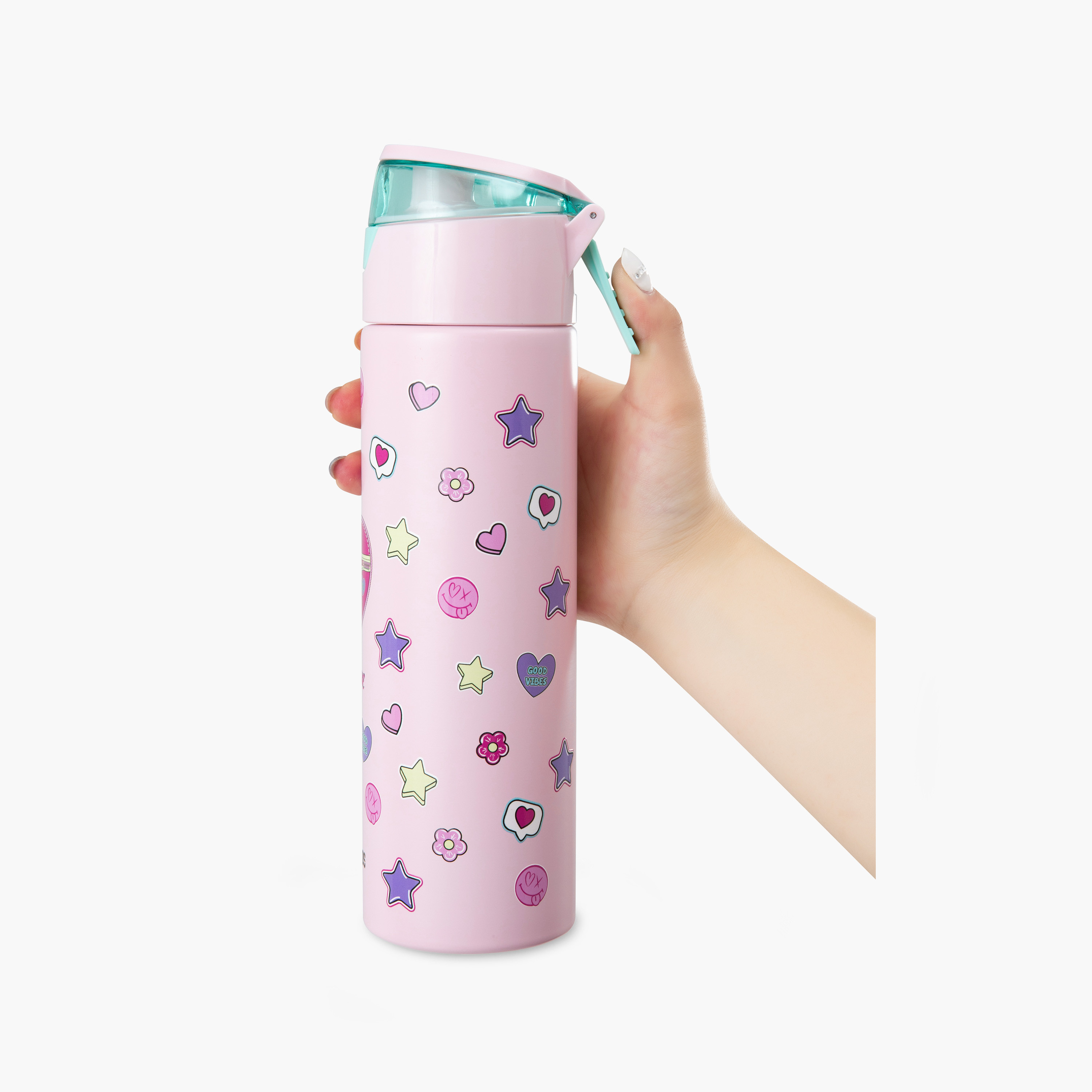 عبوة ماء ستانلس ستيل معزولة مع بخاخ | 640 مل بلون وردي من إيزي كيدز-school-waterbottles-image-8