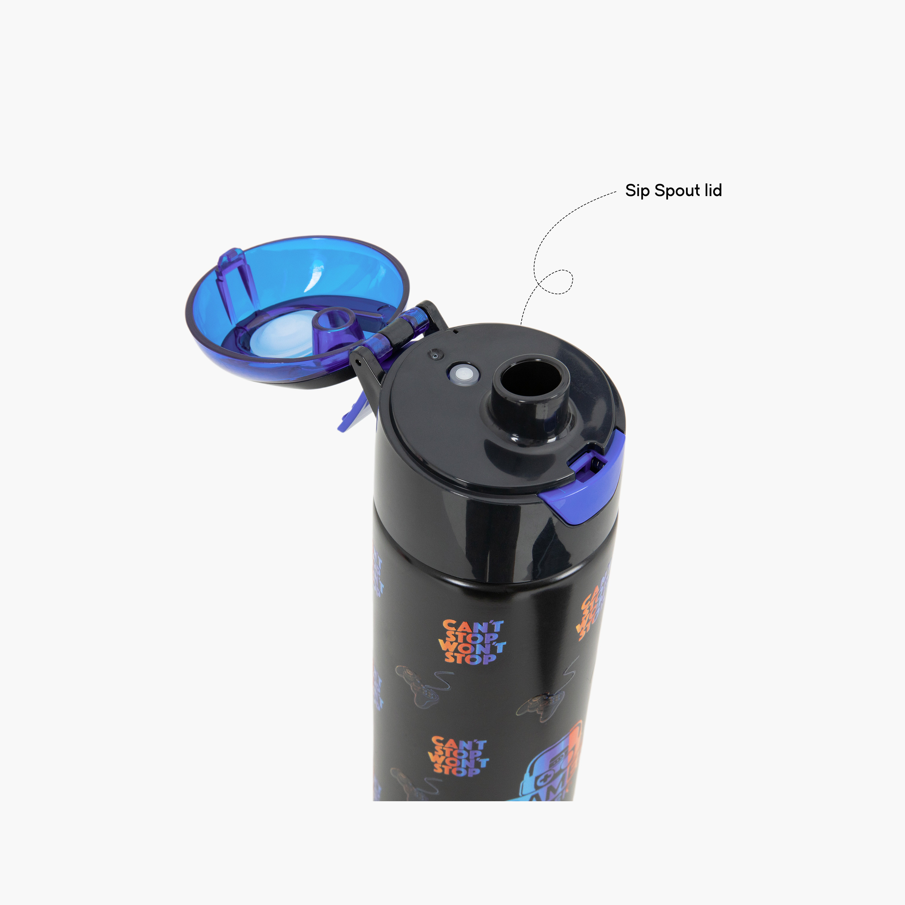 عبوة ماء ستانلس ستيل معزولة مع بخاخ | 640 مل بلون أسود من إيزي كيدز-school-waterbottles-image-10