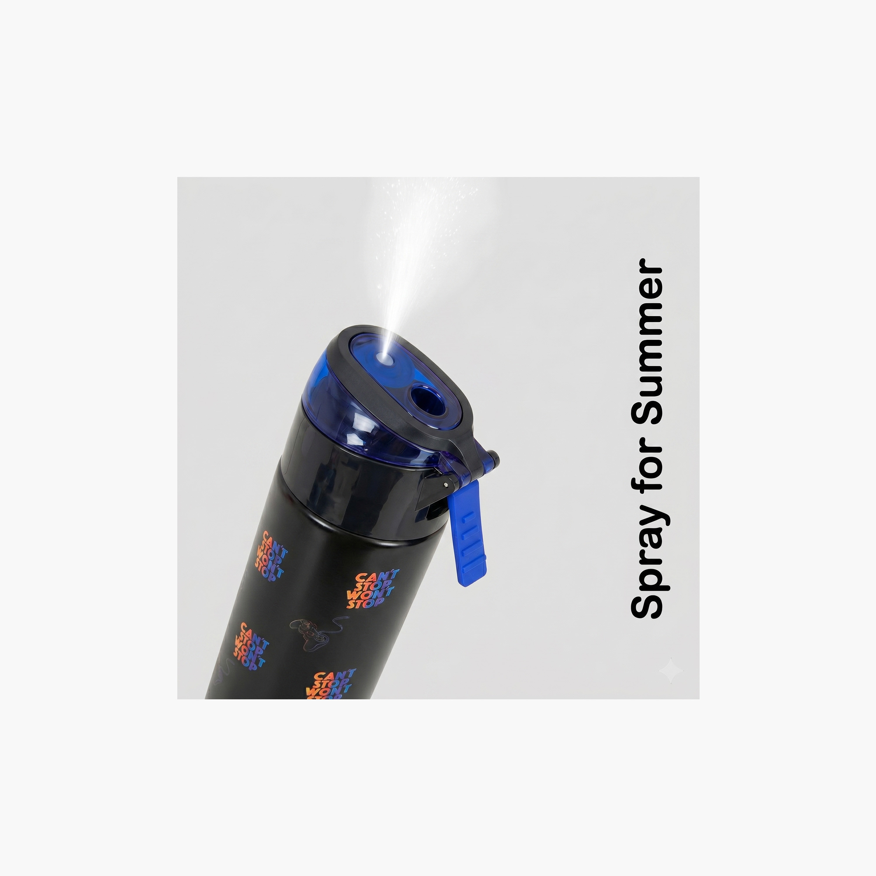 عبوة ماء ستانلس ستيل معزولة مع بخاخ | 640 مل بلون أسود من إيزي كيدز-school-waterbottles-image-12