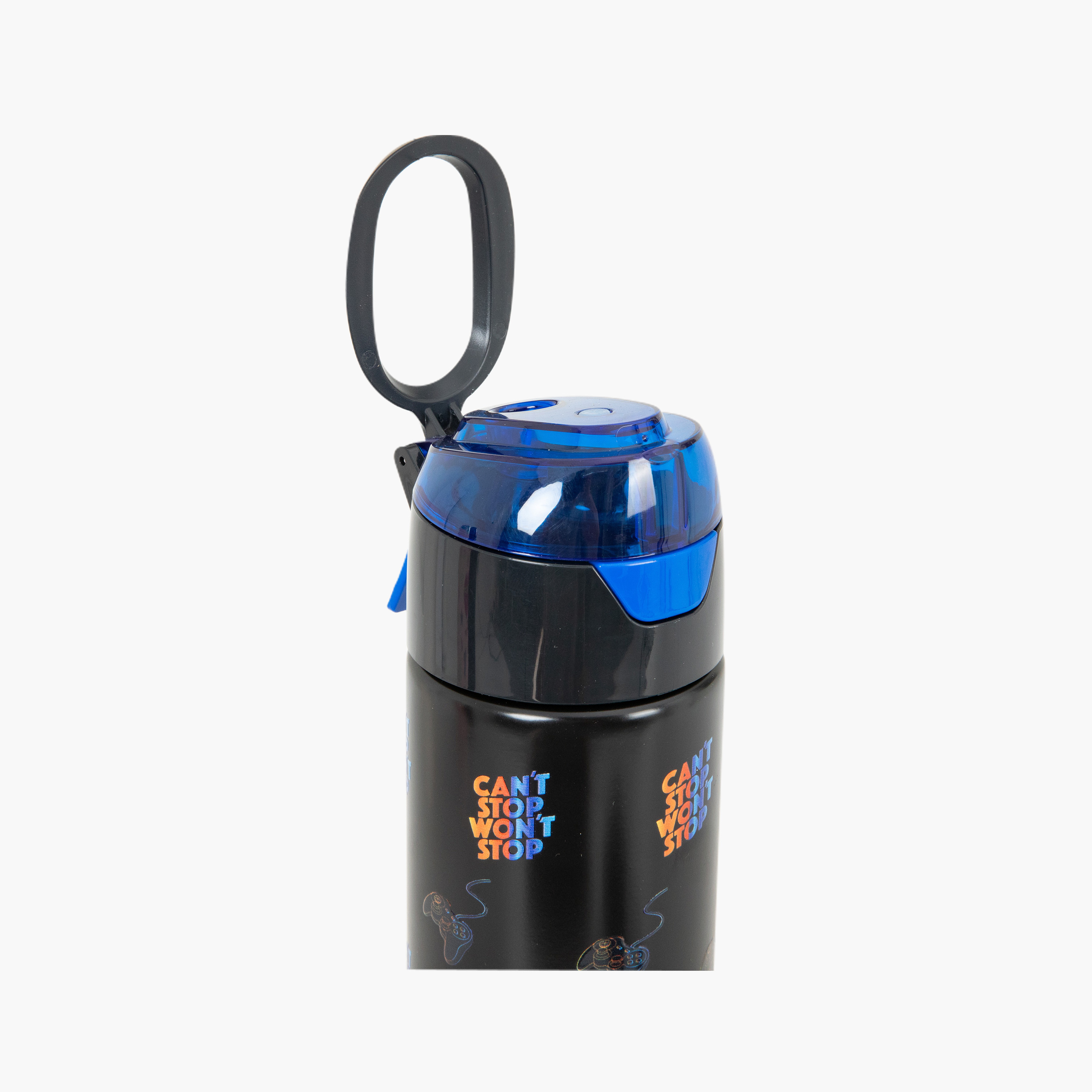عبوة ماء ستانلس ستيل معزولة مع بخاخ | 640 مل بلون أسود من إيزي كيدز-school-waterbottles-image-13