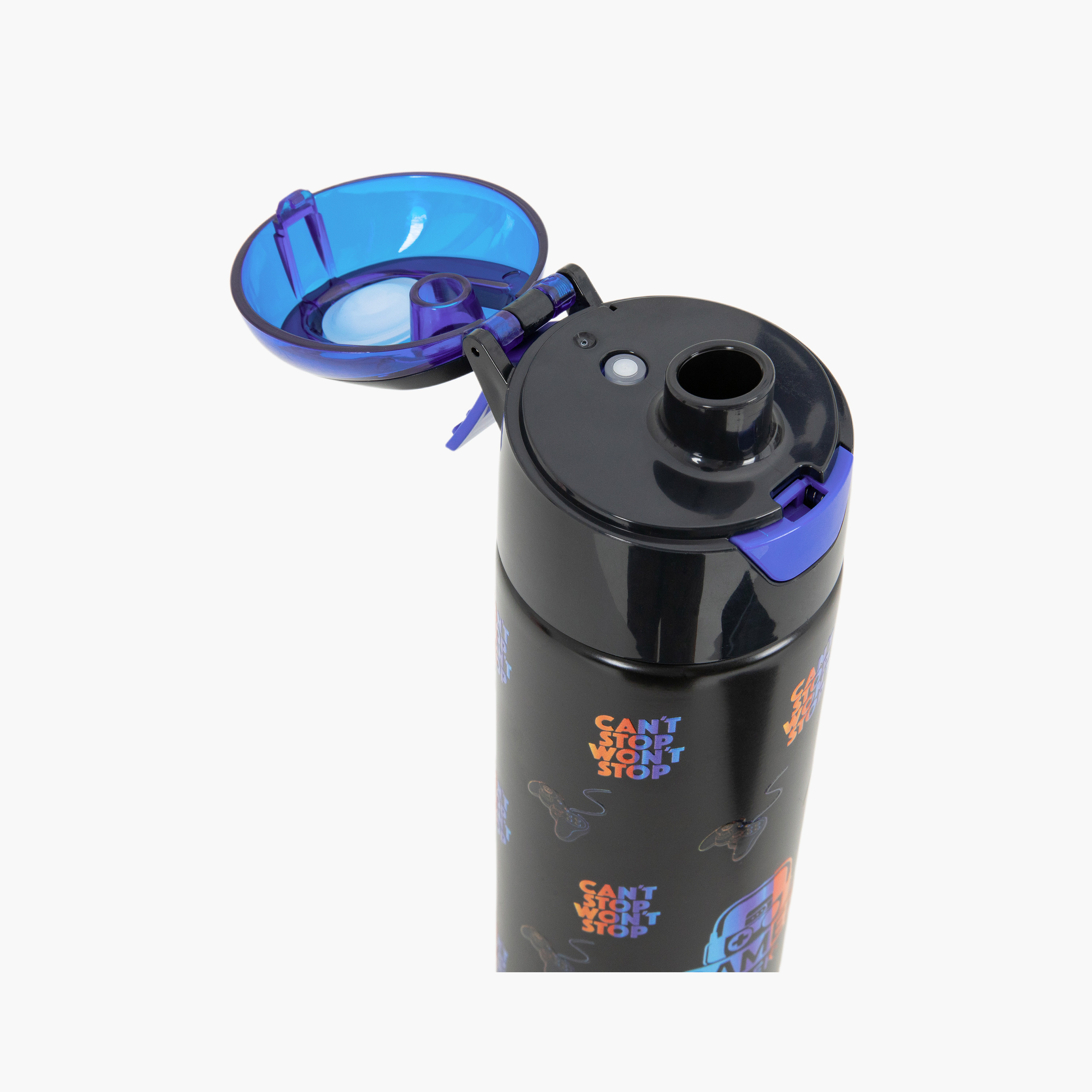 عبوة ماء ستانلس ستيل معزولة مع بخاخ | 640 مل بلون أسود من إيزي كيدز-school-waterbottles-image-14