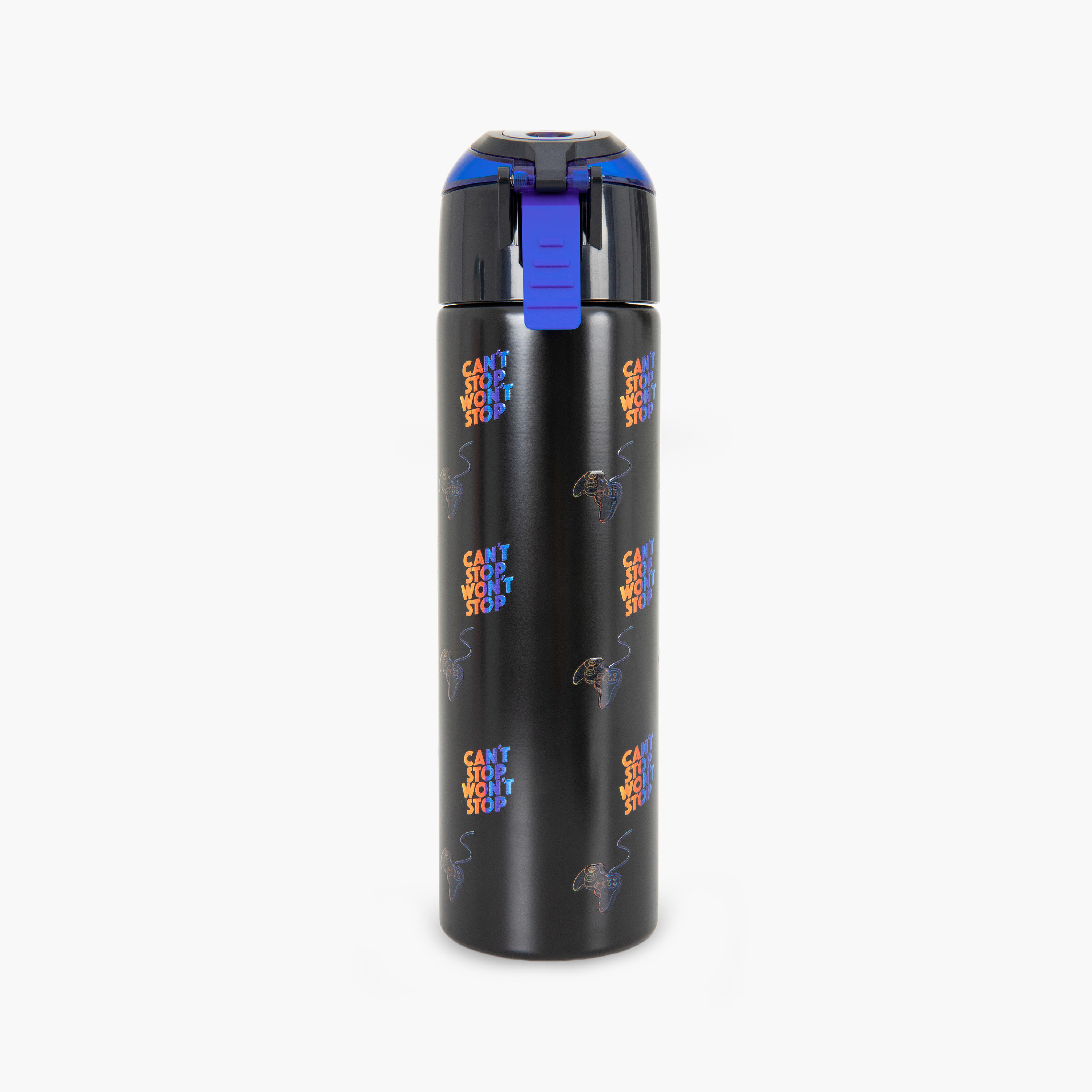 عبوة ماء ستانلس ستيل معزولة مع بخاخ | 640 مل بلون أسود من إيزي كيدز-school-waterbottles-image-2