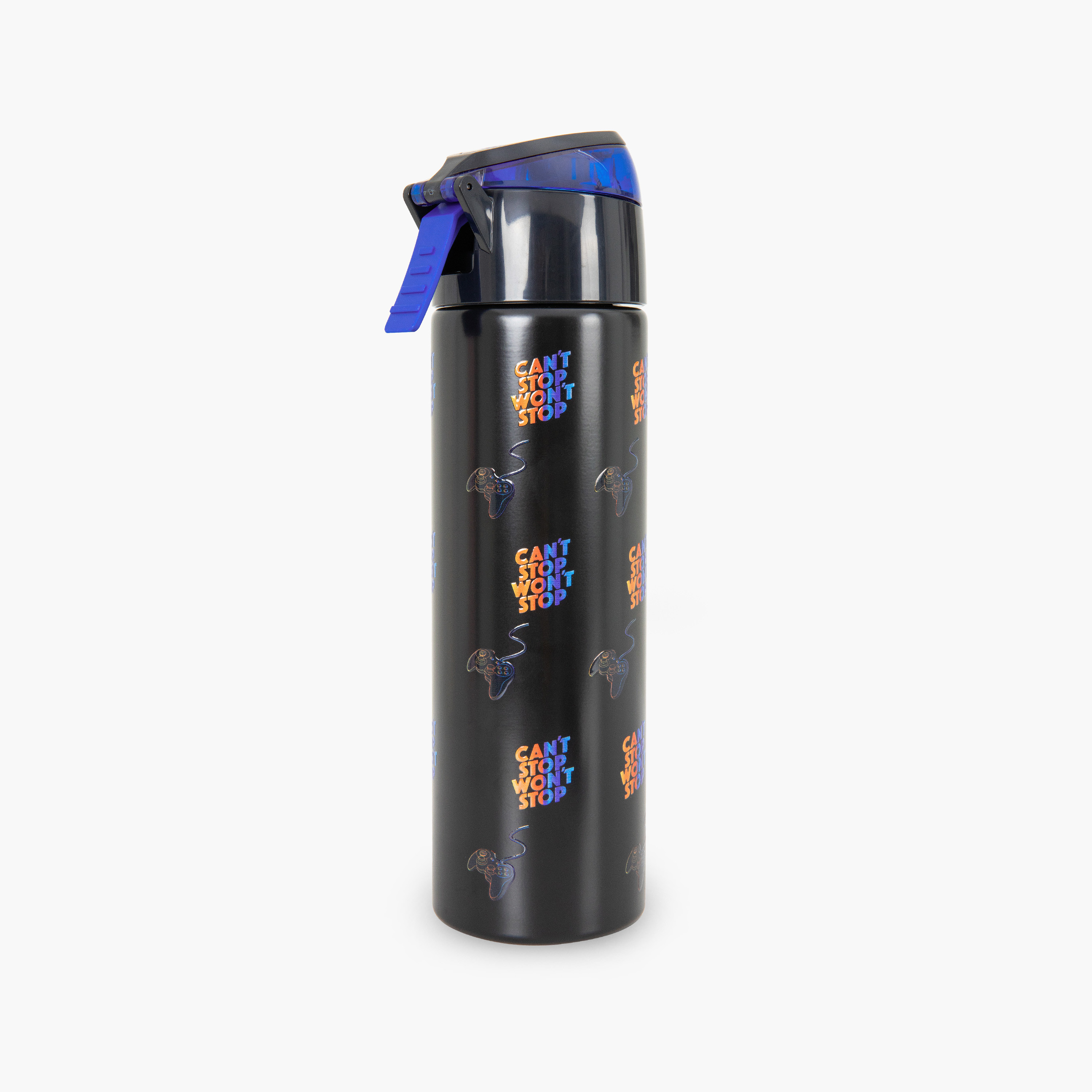 عبوة ماء ستانلس ستيل معزولة مع بخاخ | 640 مل بلون أسود من إيزي كيدز-school-waterbottles-image-3