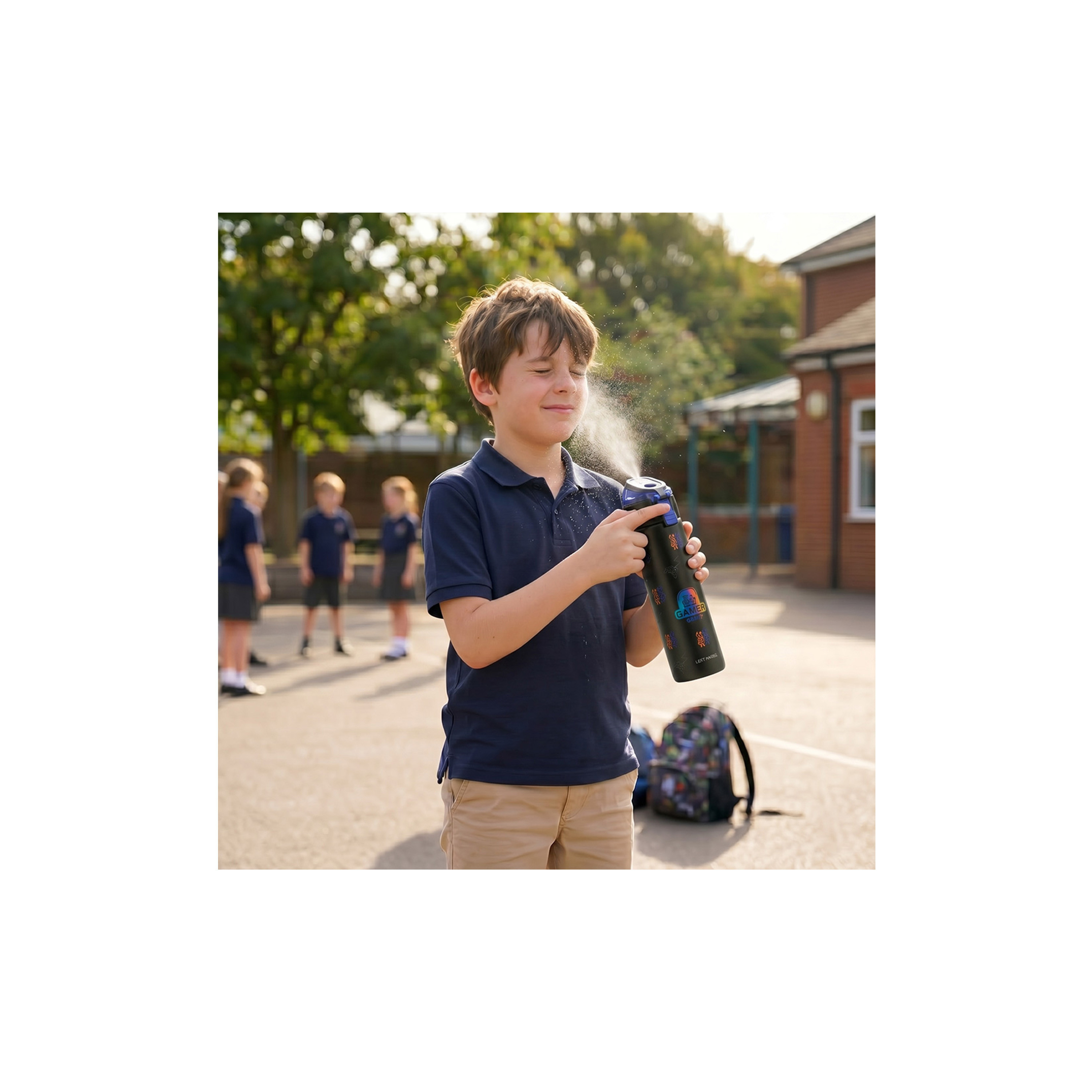 عبوة ماء ستانلس ستيل معزولة مع بخاخ | 640 مل بلون أسود من إيزي كيدز-school-waterbottles-image-7