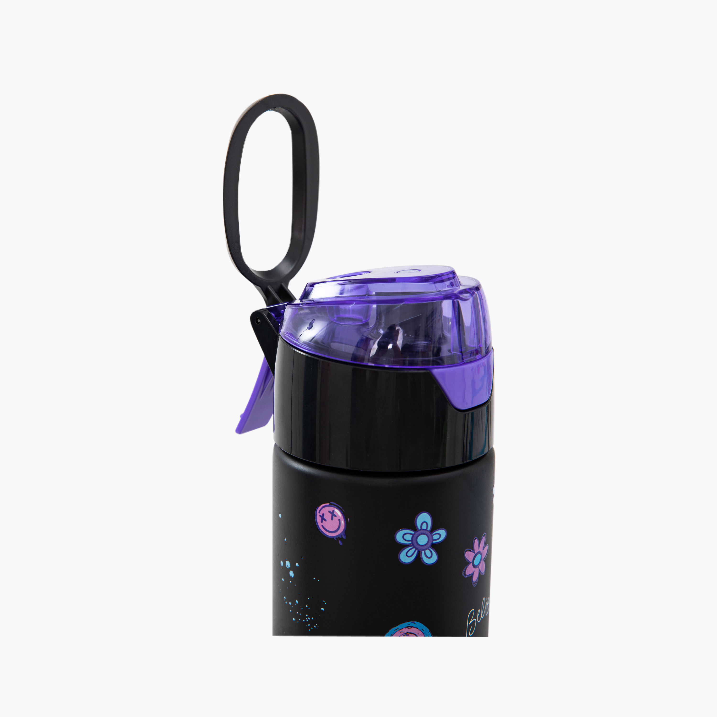 عبوة ماء ستانلس ستيل معزولة مع بخاخ | 640 مل بلون أسود من إيزي كيدز-school-waterbottles-image-12