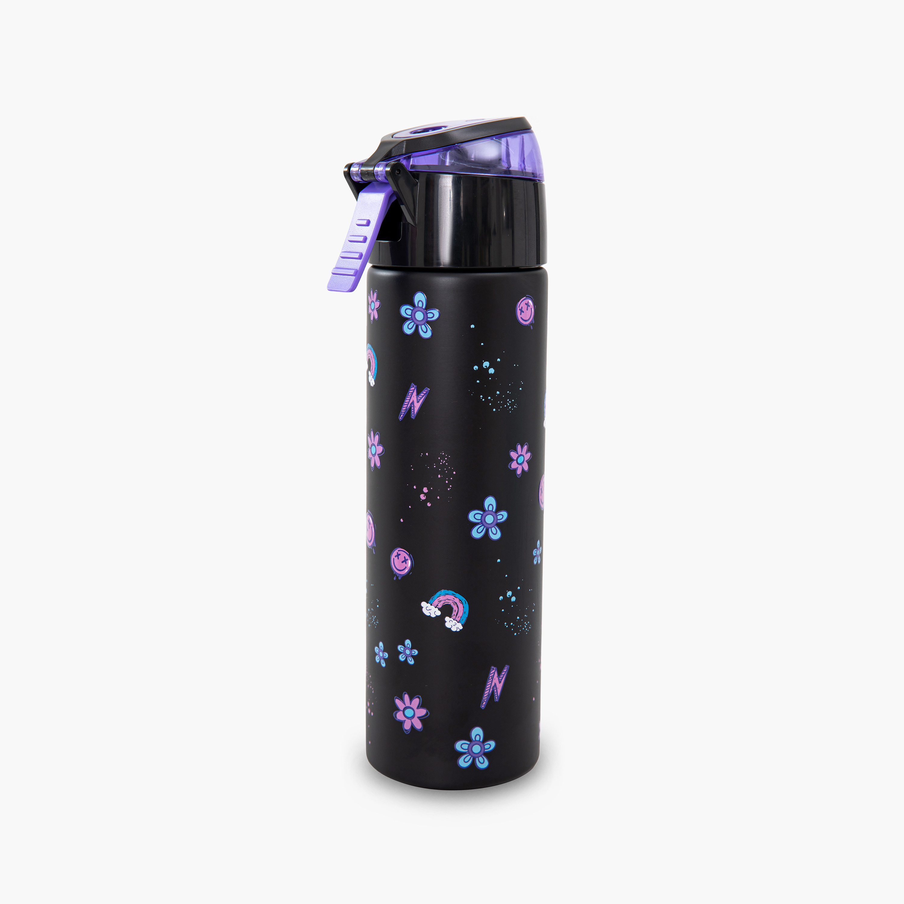 عبوة ماء ستانلس ستيل معزولة مع بخاخ | 640 مل بلون أسود من إيزي كيدز-school-waterbottles-image-3