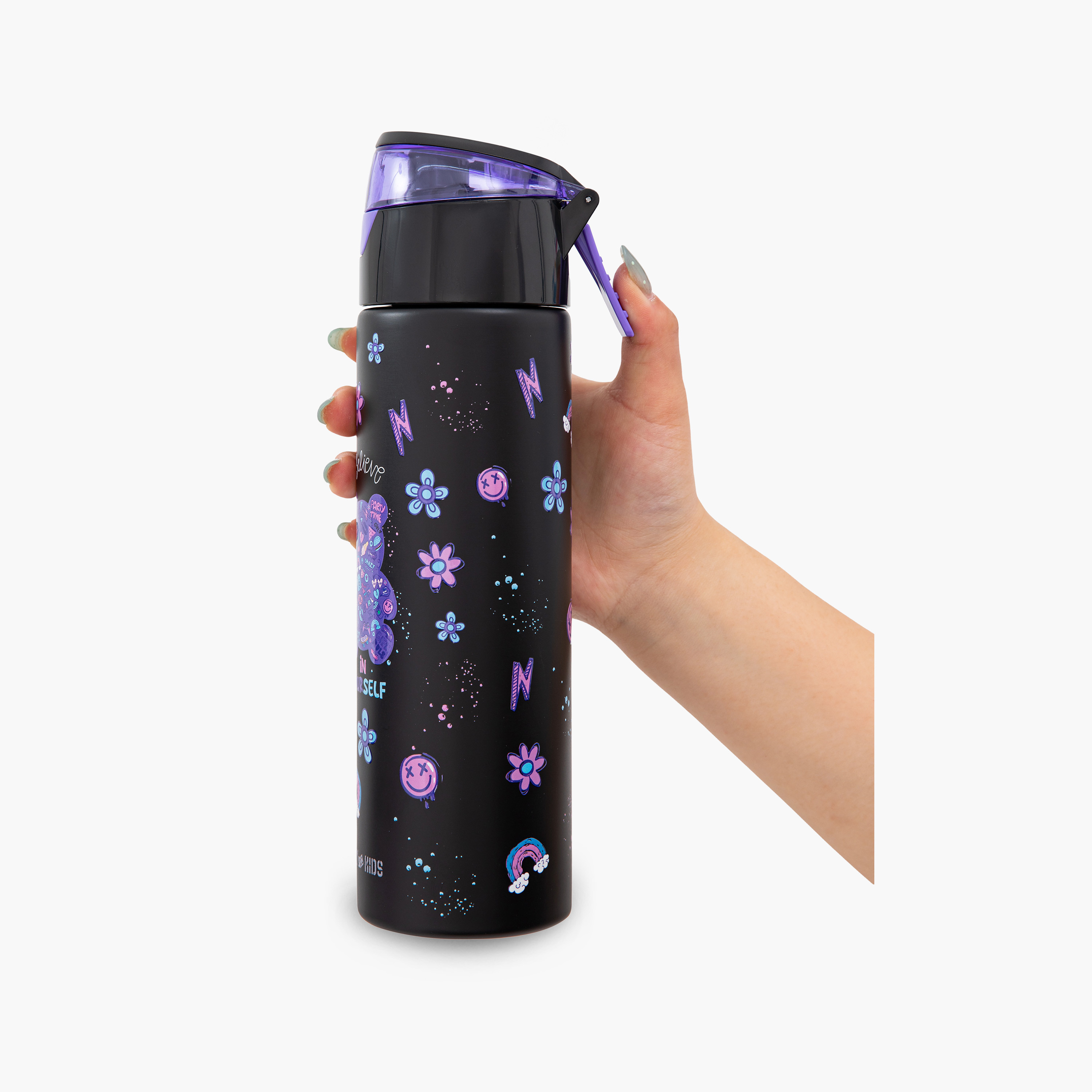 عبوة ماء ستانلس ستيل معزولة مع بخاخ | 640 مل بلون أسود من إيزي كيدز-school-waterbottles-image-7