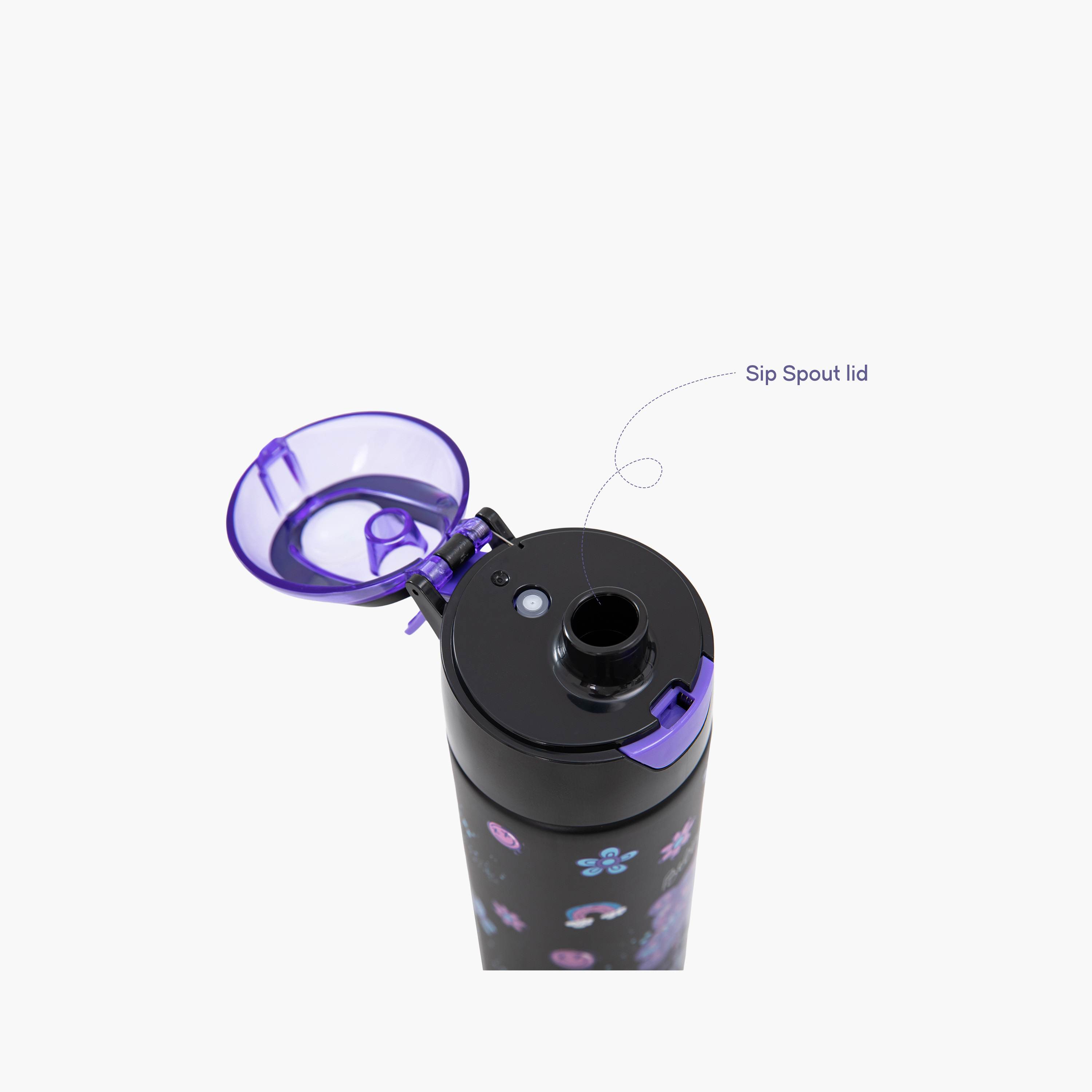 عبوة ماء ستانلس ستيل معزولة مع بخاخ | 640 مل بلون أسود من إيزي كيدز-school-waterbottles-image-8