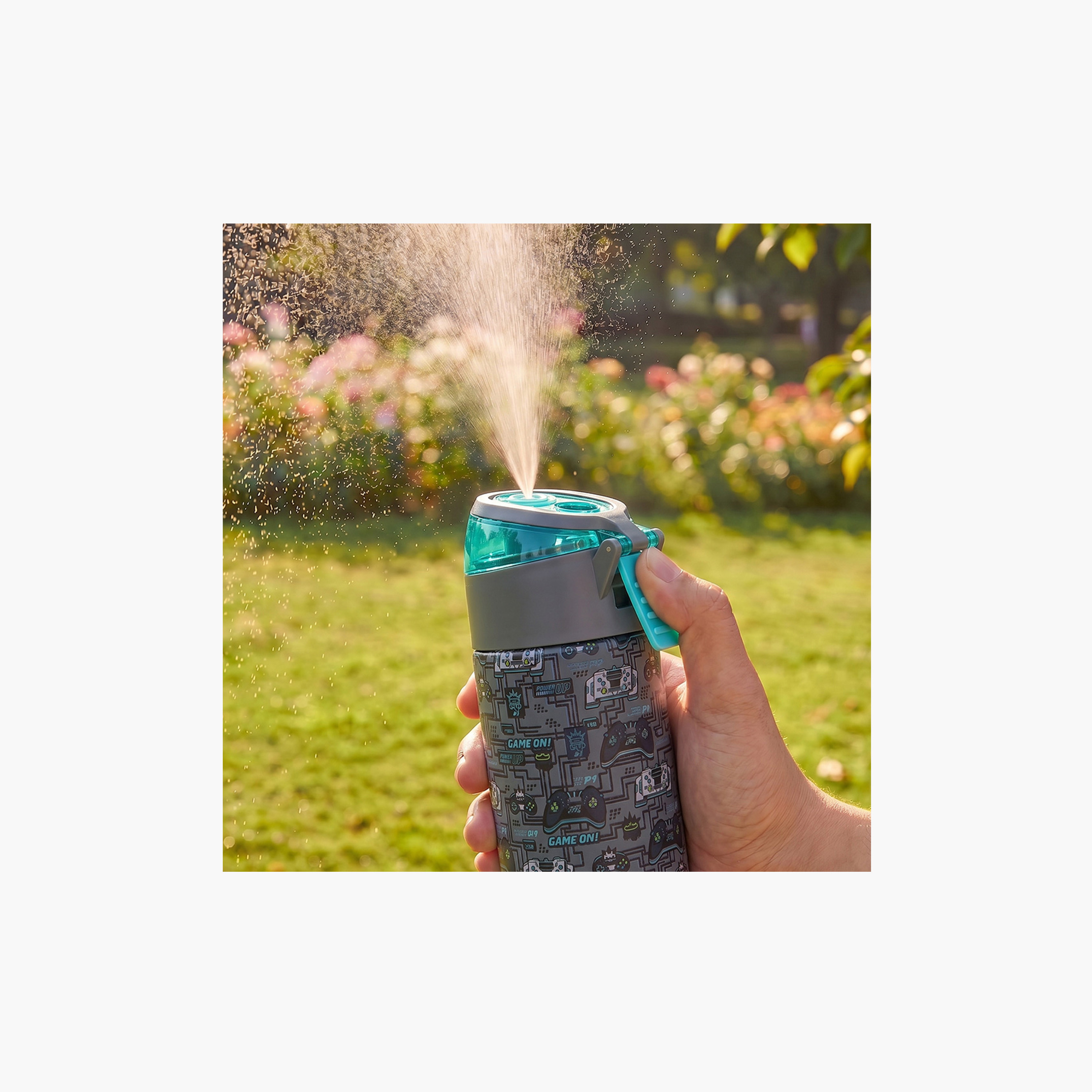 عبوة ماء ستانلس ستيل معزولة مع بخاخ | 640 مل بلون رمادي من إيزي كيدز-school-waterbottles-image-10