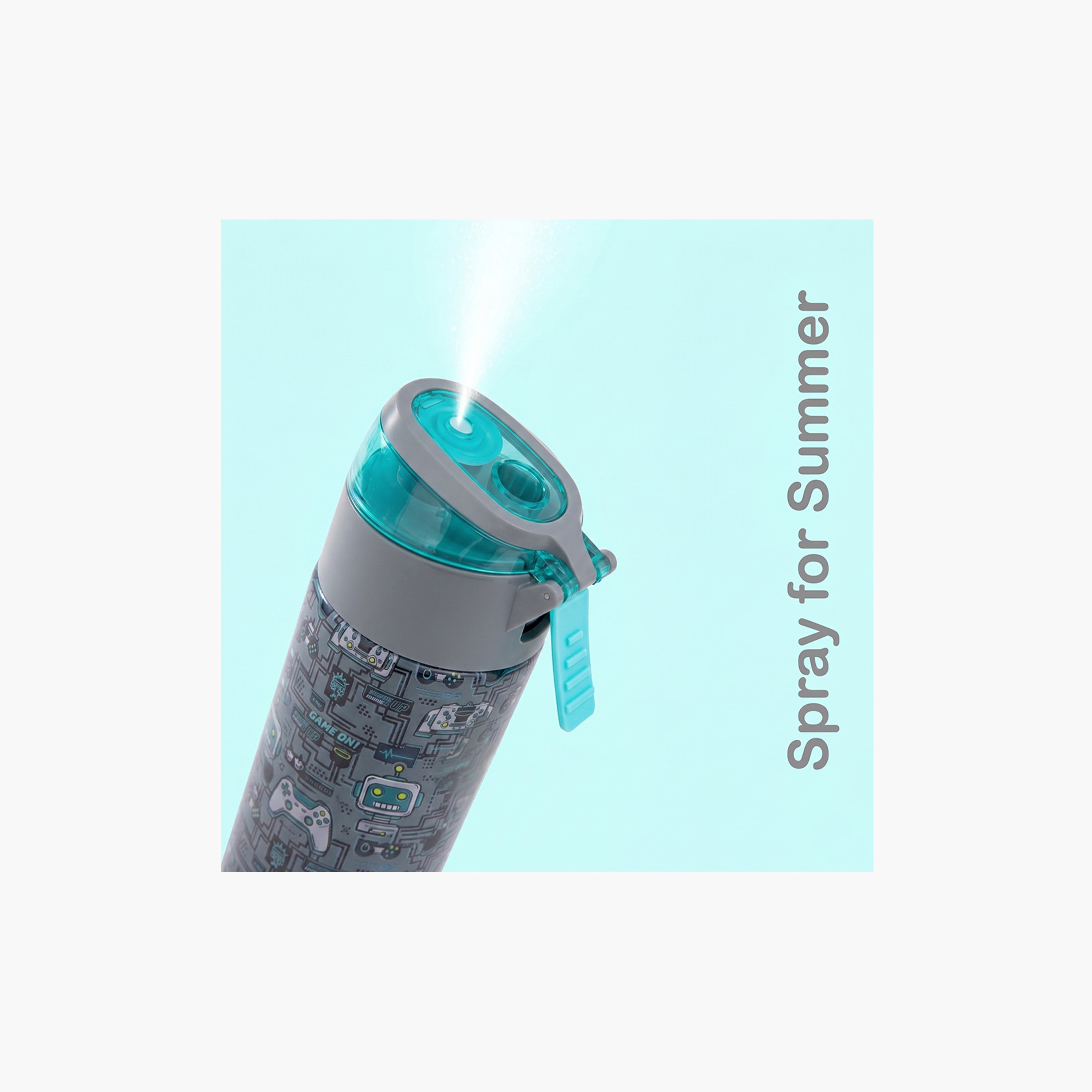 عبوة ماء ستانلس ستيل معزولة مع بخاخ | 640 مل بلون رمادي من إيزي كيدز-school-waterbottles-image-11