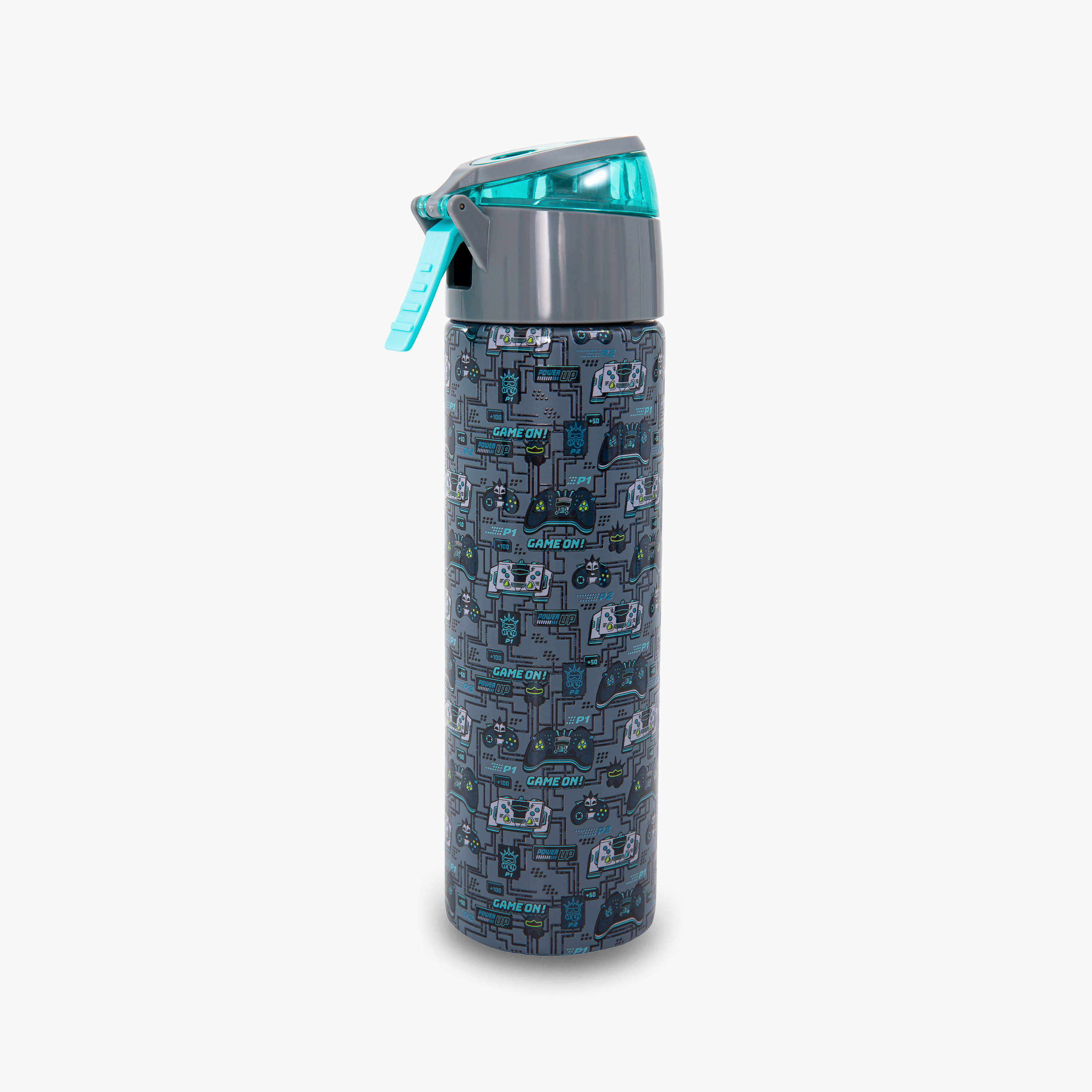 عبوة ماء ستانلس ستيل معزولة مع بخاخ | 640 مل بلون رمادي من إيزي كيدز-school-waterbottles-image-3