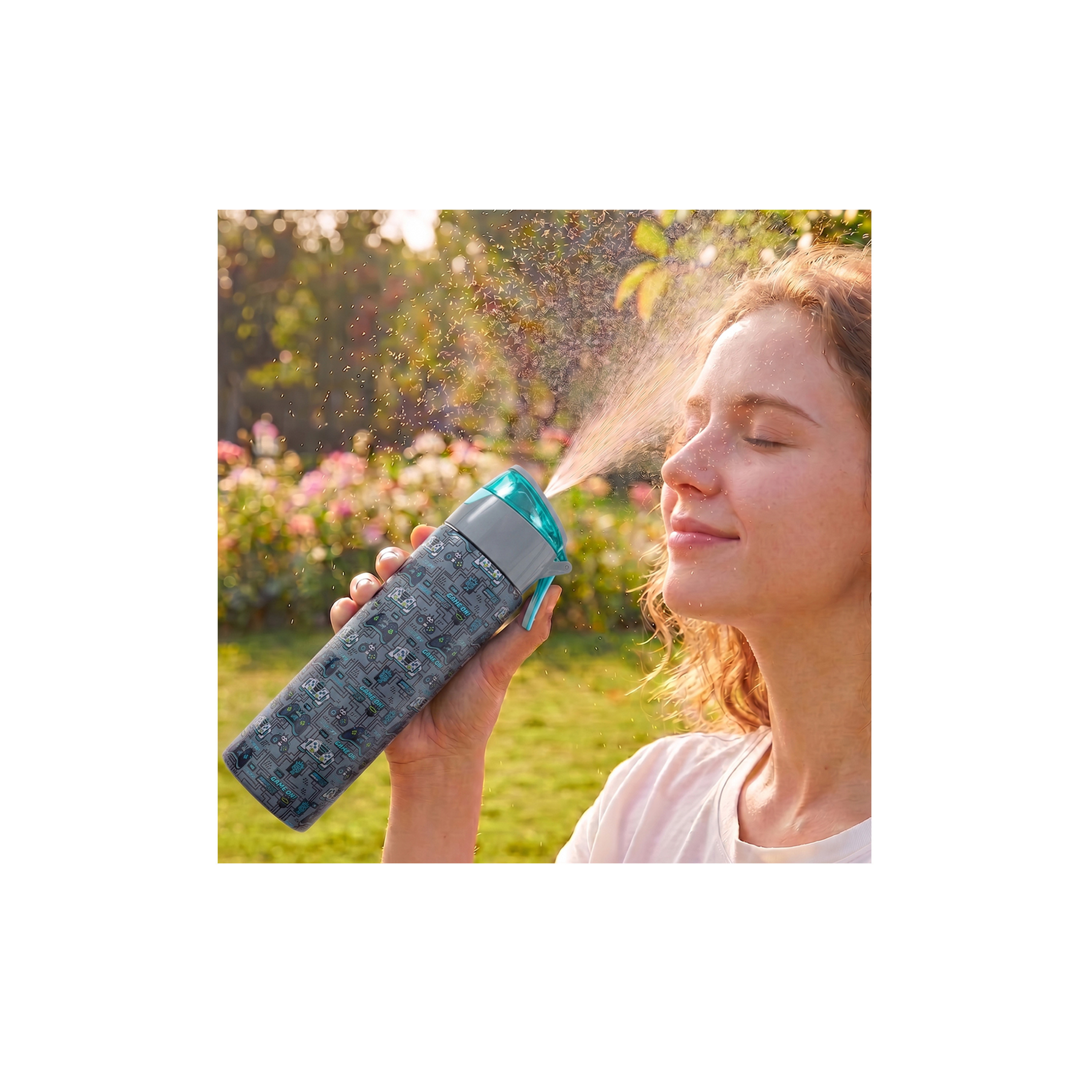 عبوة ماء ستانلس ستيل معزولة مع بخاخ | 640 مل بلون رمادي من إيزي كيدز-school-waterbottles-image-5