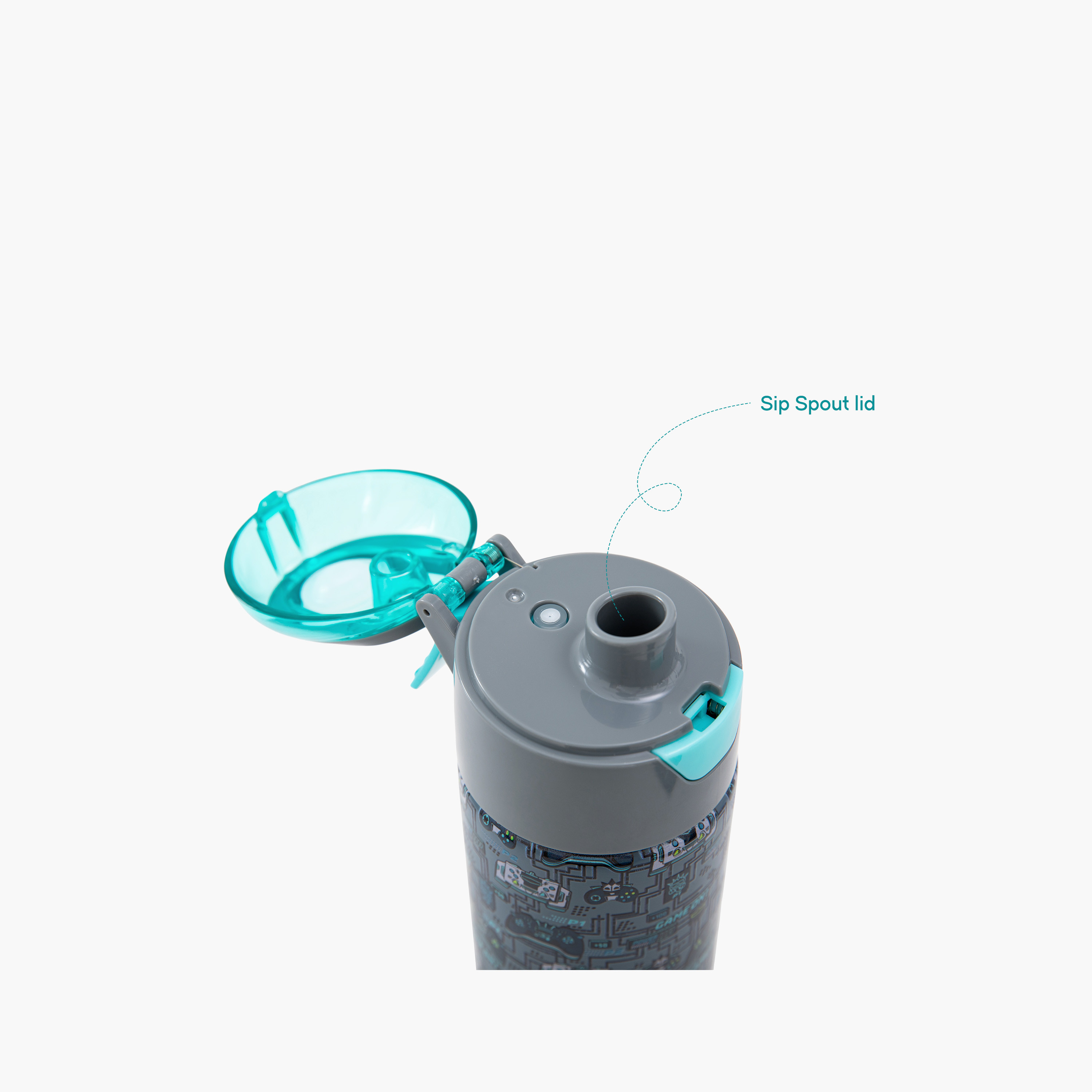 عبوة ماء ستانلس ستيل معزولة مع بخاخ | 640 مل بلون رمادي من إيزي كيدز-school-waterbottles-image-8
