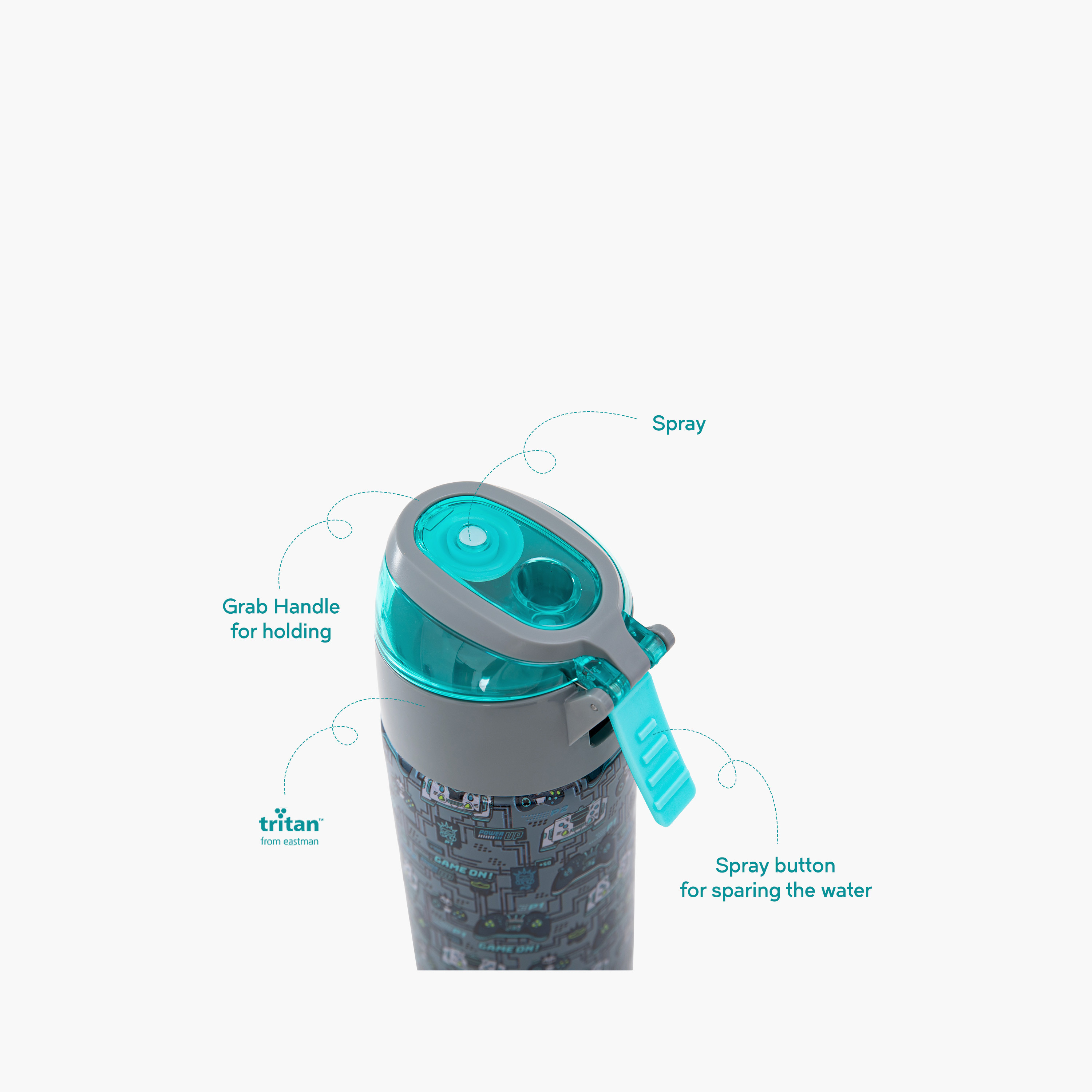 عبوة ماء ستانلس ستيل معزولة مع بخاخ | 640 مل بلون رمادي من إيزي كيدز-school-waterbottles-image-9