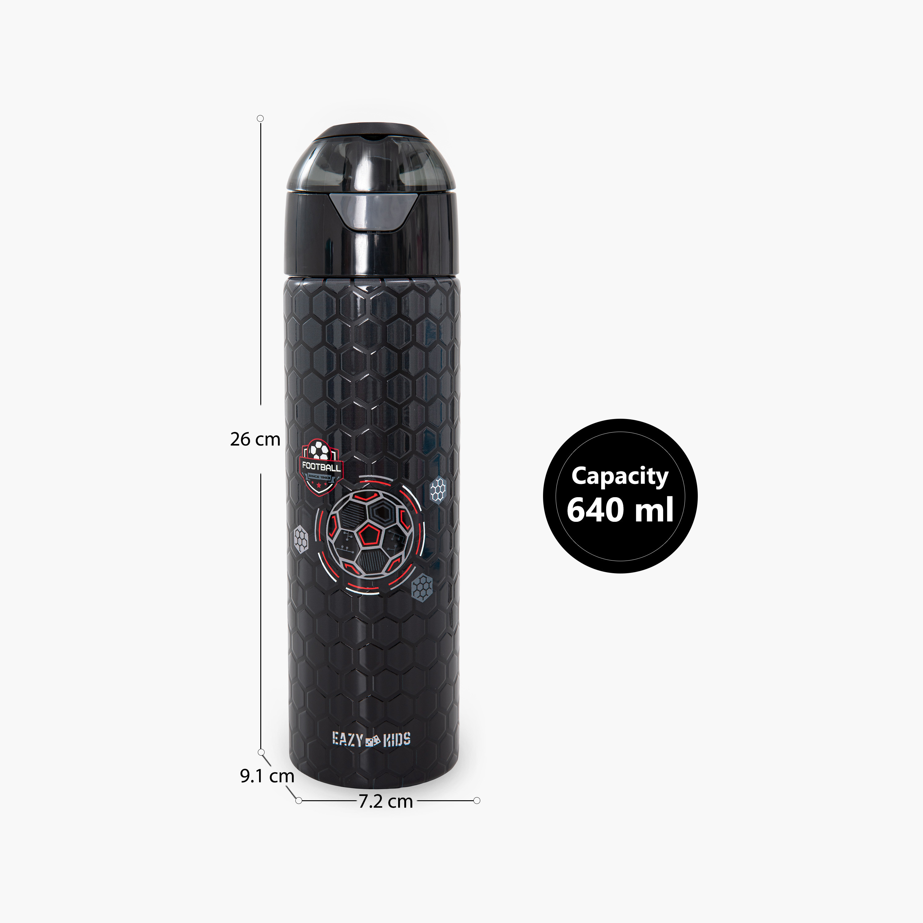 عبوة ماء ستانلس ستيل معزولة مع بخاخ | 640 مل بلون أسود من إيزي كيدز-school-waterbottles-image-4