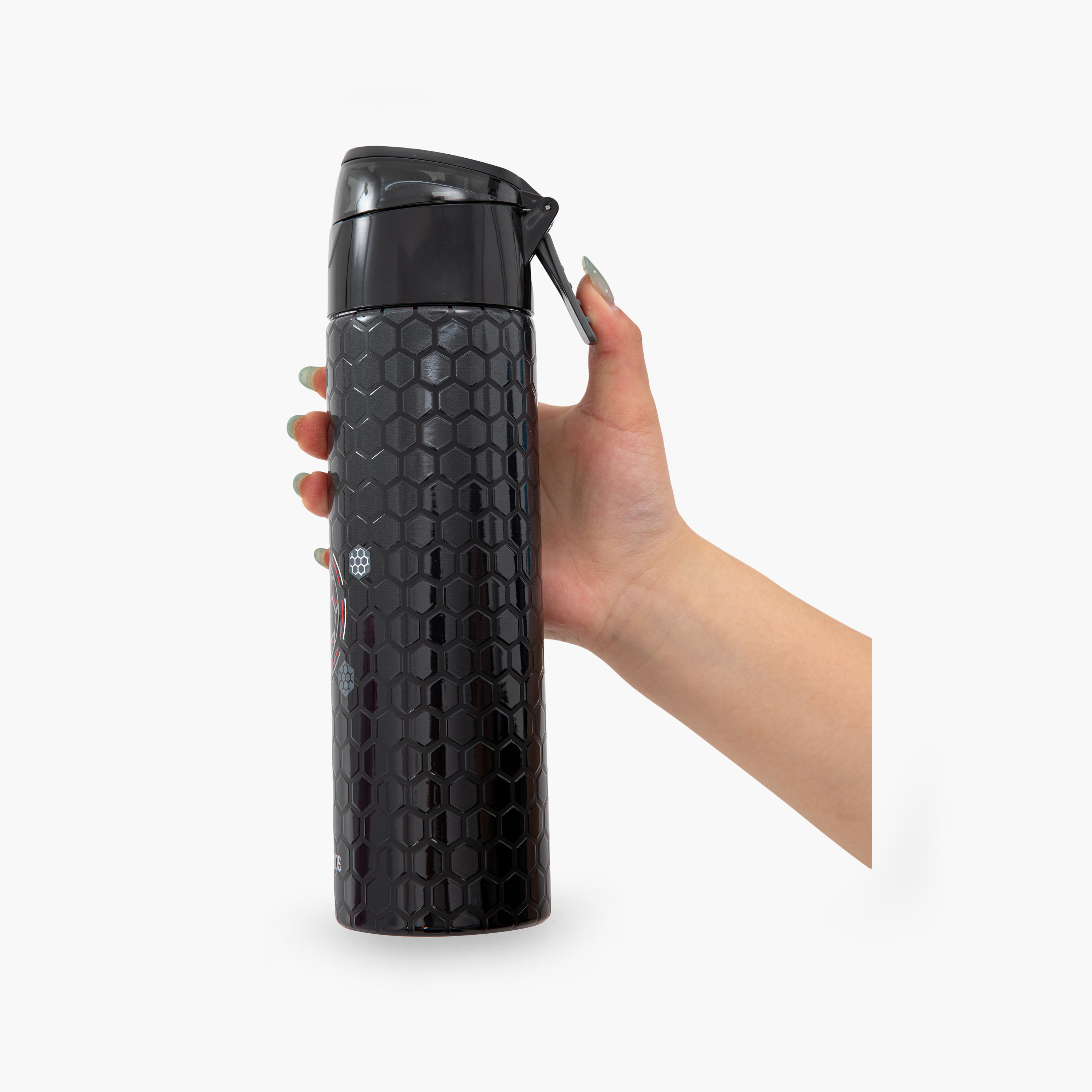 عبوة ماء ستانلس ستيل معزولة مع بخاخ | 640 مل بلون أسود من إيزي كيدز-school-waterbottles-image-7