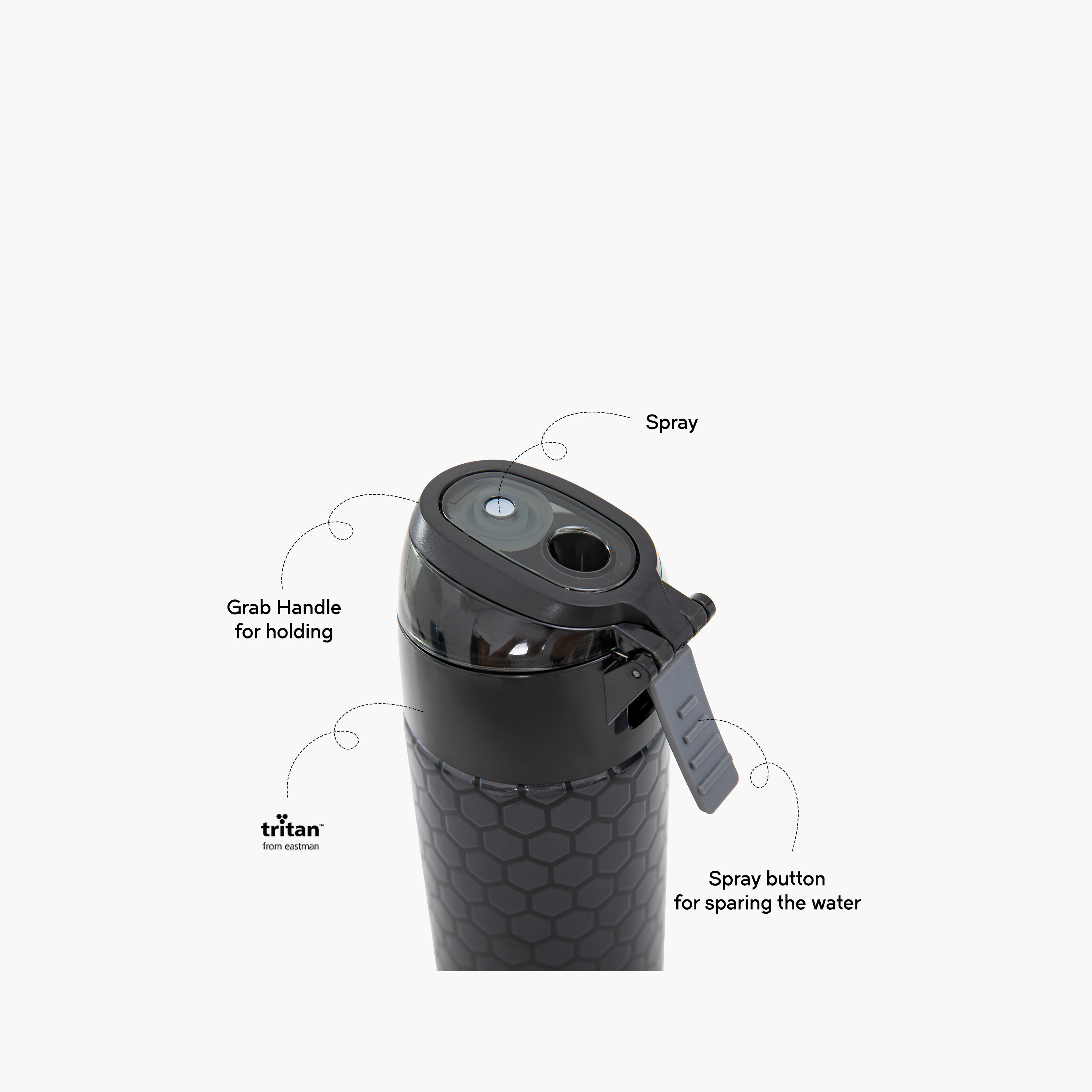 عبوة ماء ستانلس ستيل معزولة مع بخاخ | 640 مل بلون أسود من إيزي كيدز-school-waterbottles-image-9