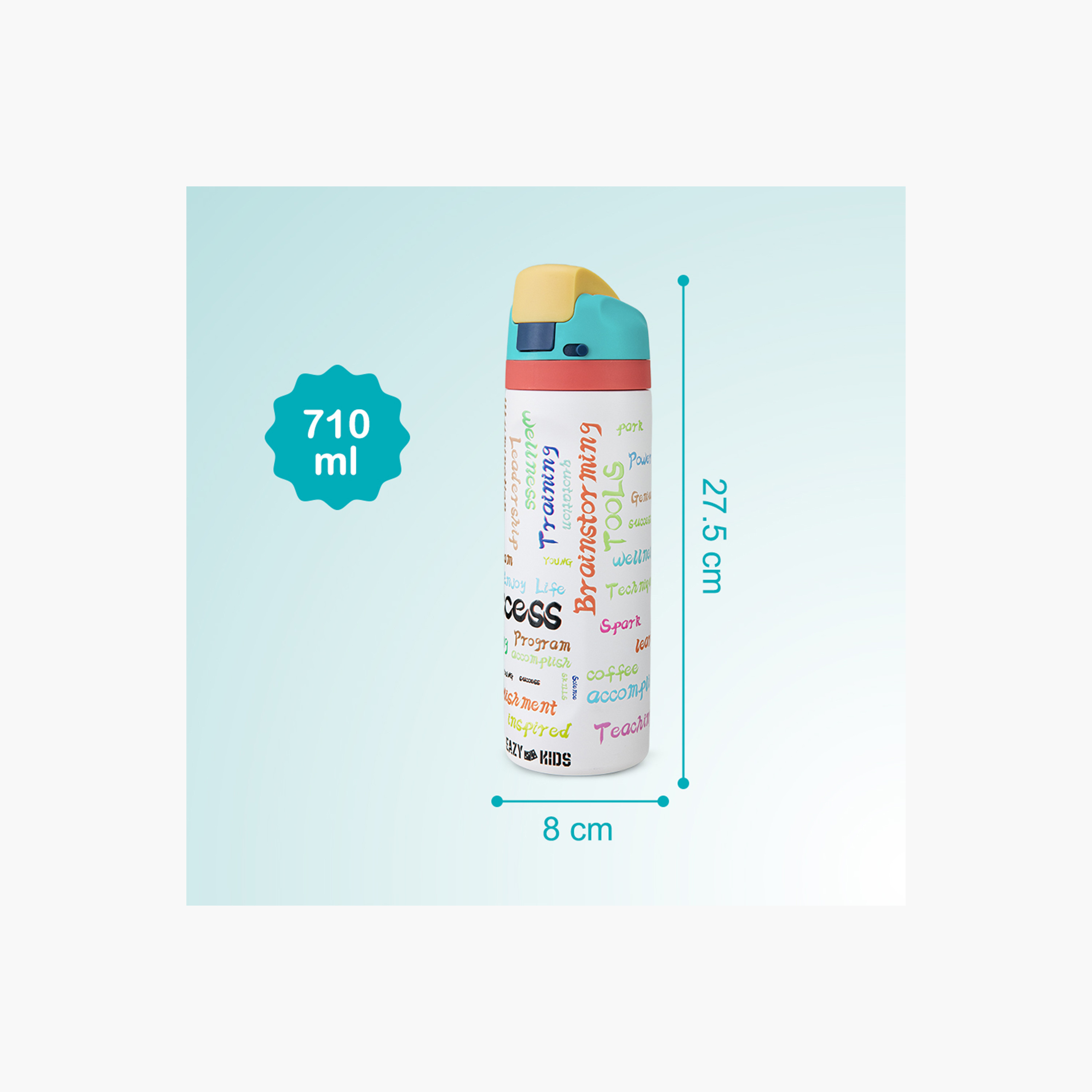 عبوة ماء ستانلس ستيل مع ماصة وفوهة ومقبض "سكسيس" | 710 مل من إيزي كيدز-school-waterbottles-image-6