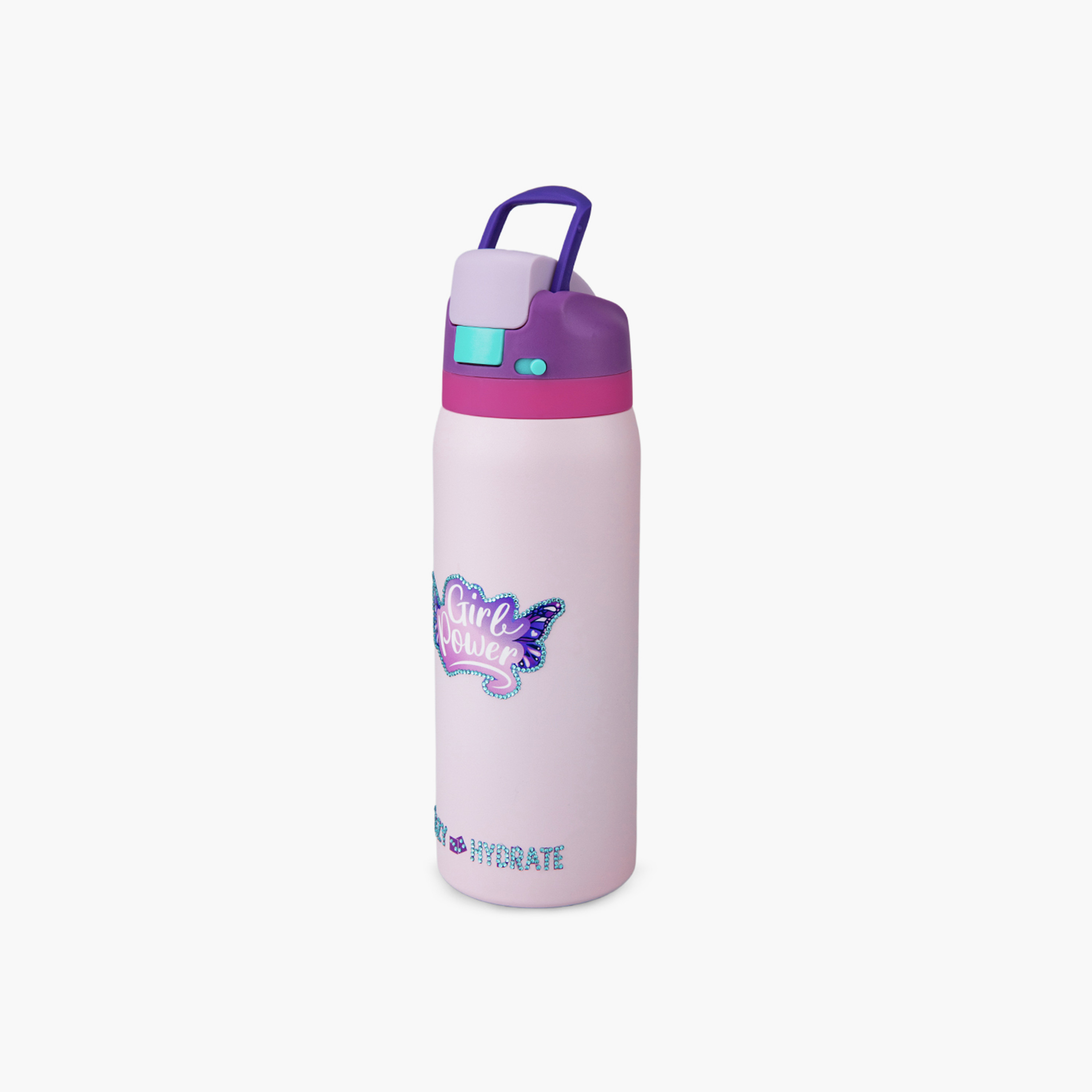 عبوة ماء ستانلس ستيل بلينغ (لامعة) مع ماصة وفوهة ومقبض | 948 مل من إيزي كيدز-school-waterbottles-image-12