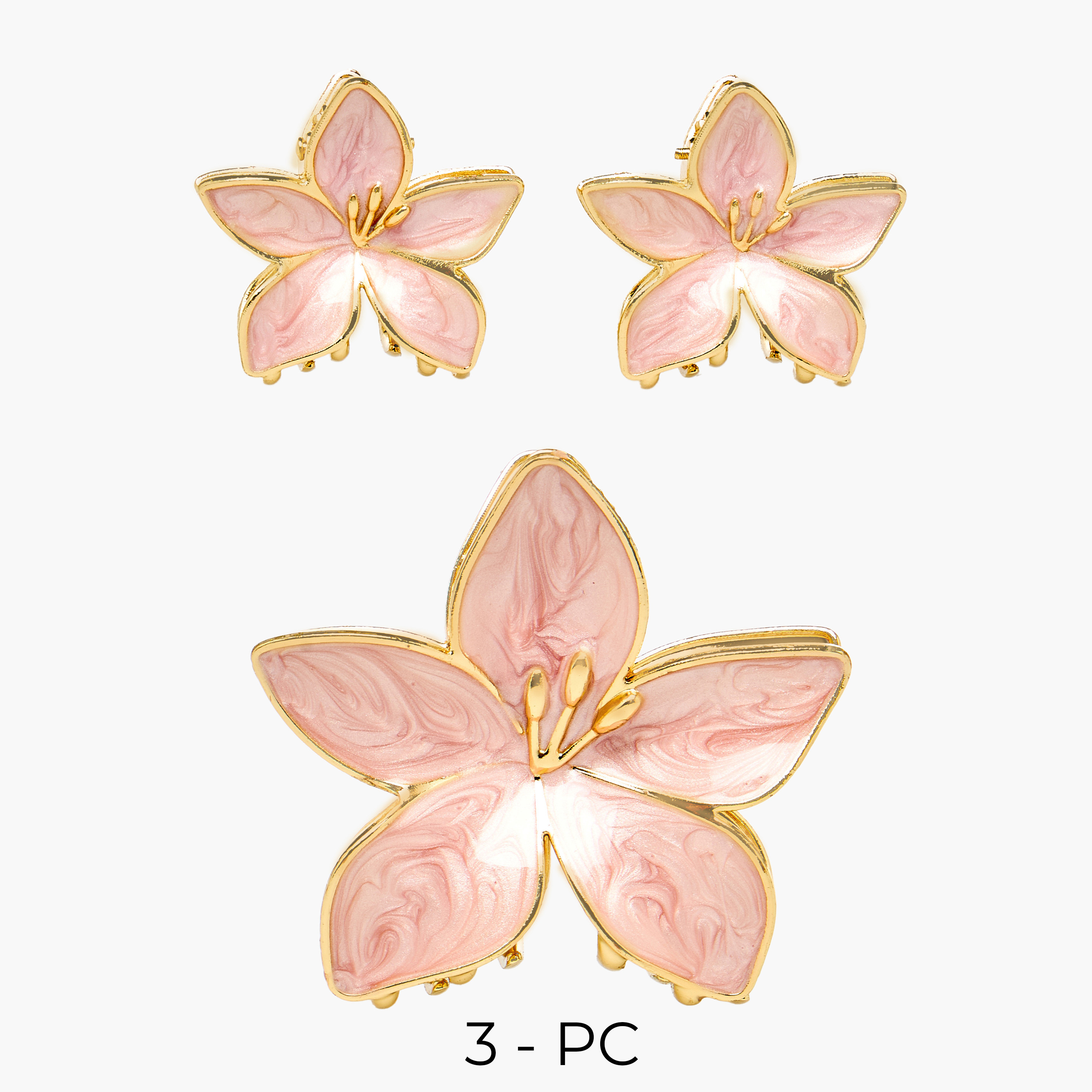 Pack of 3 Floral Hair Clamps with Glossy Finish-women-hairaccessories-clamps-image-1