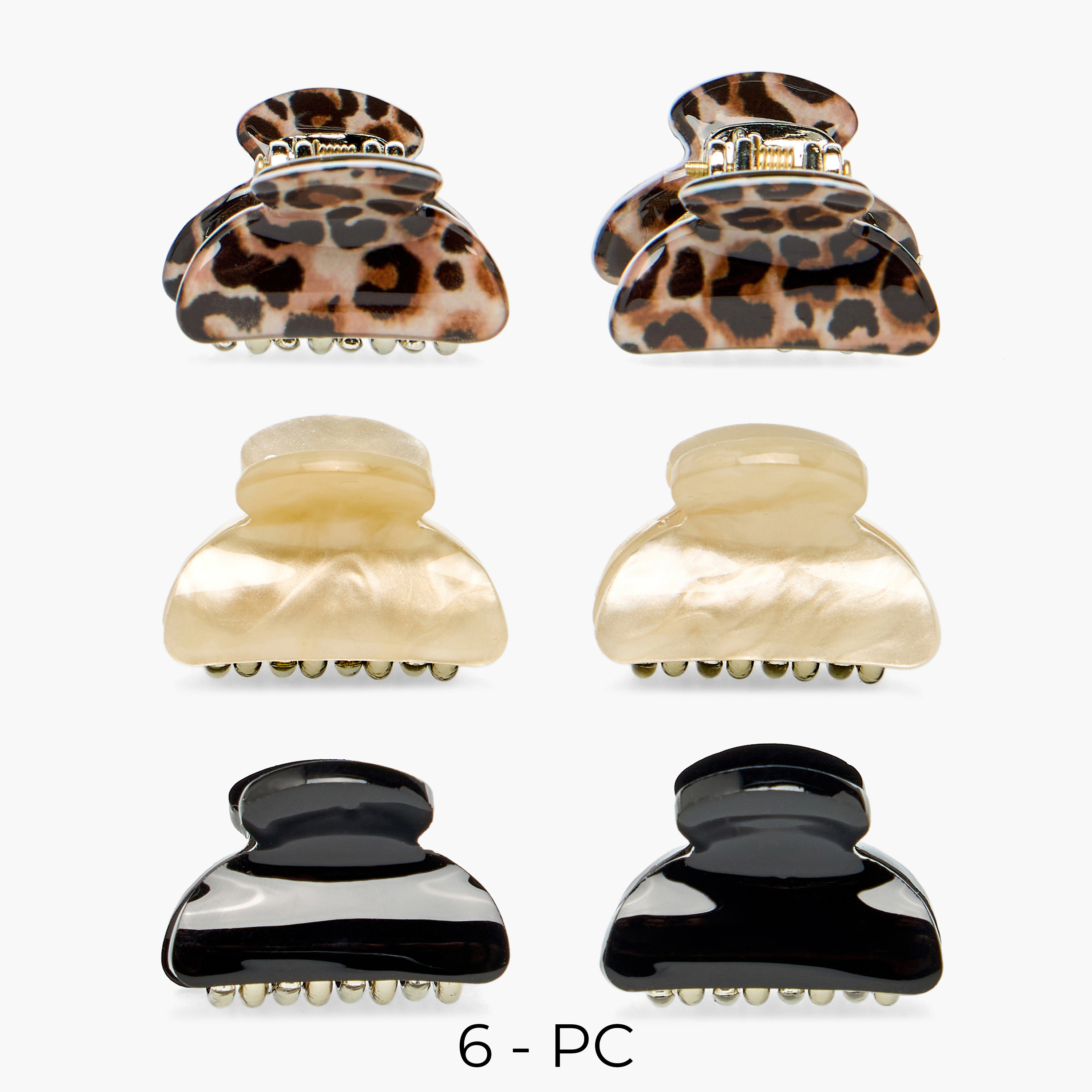 Pack of 6 Hair Clamps with Marble Finish-women-hairaccessories-clamps-image-1