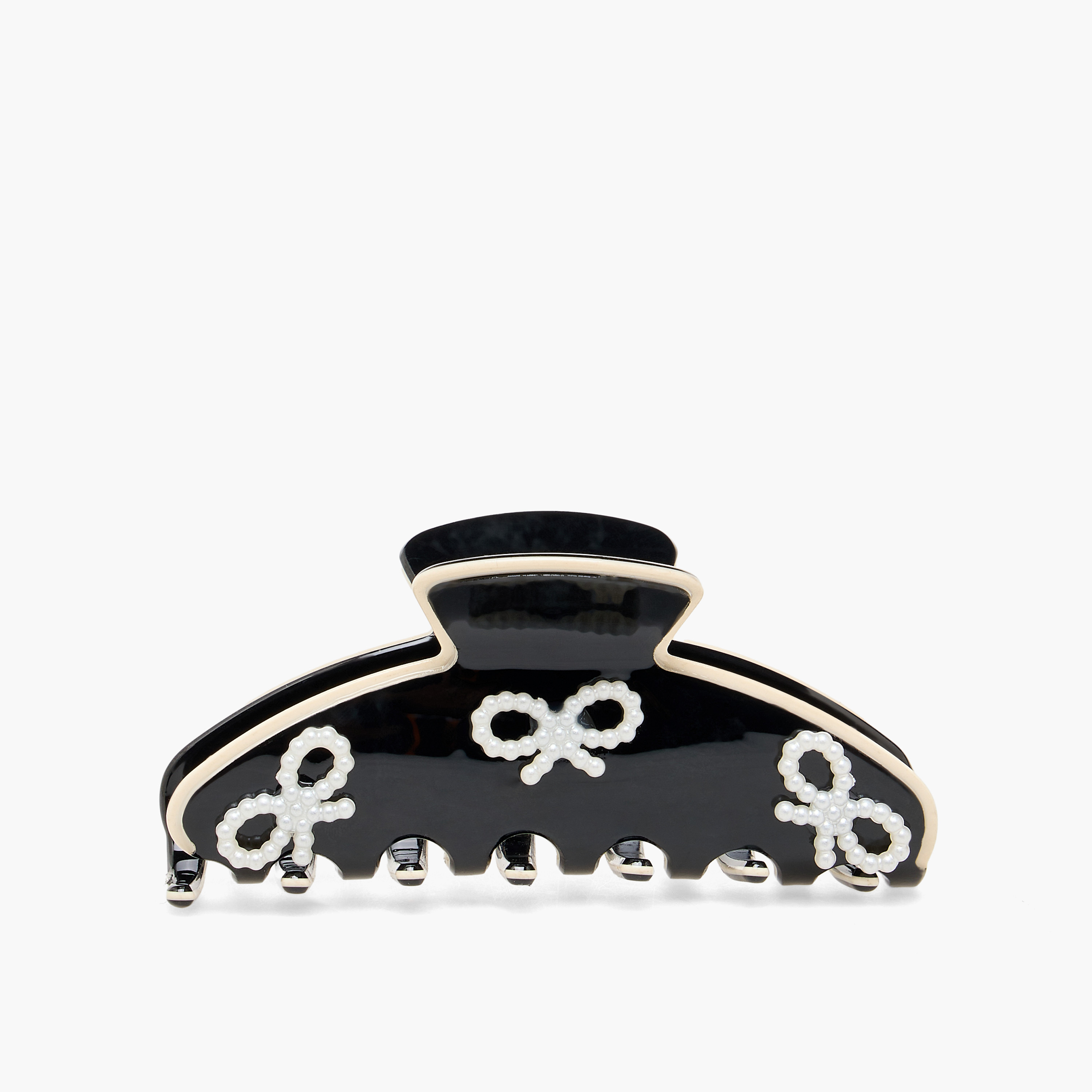 طقم مشابك شعر بتصميم فيونكة ومزينة باللؤلؤ - قطعتين-women-hairaccessories-clamps-image-1