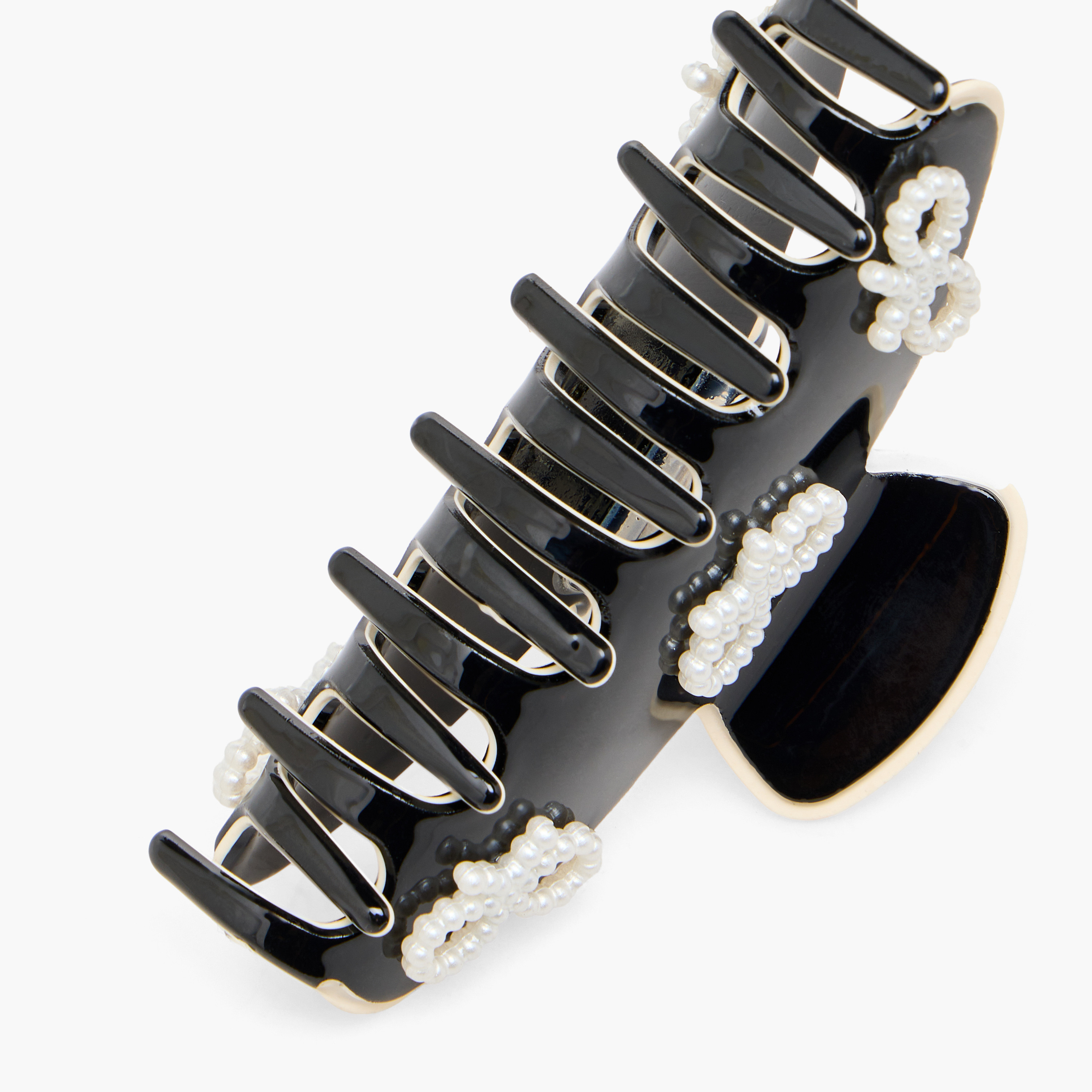 طقم مشابك شعر بتصميم فيونكة ومزينة باللؤلؤ - قطعتين-women-hairaccessories-clamps-image-3