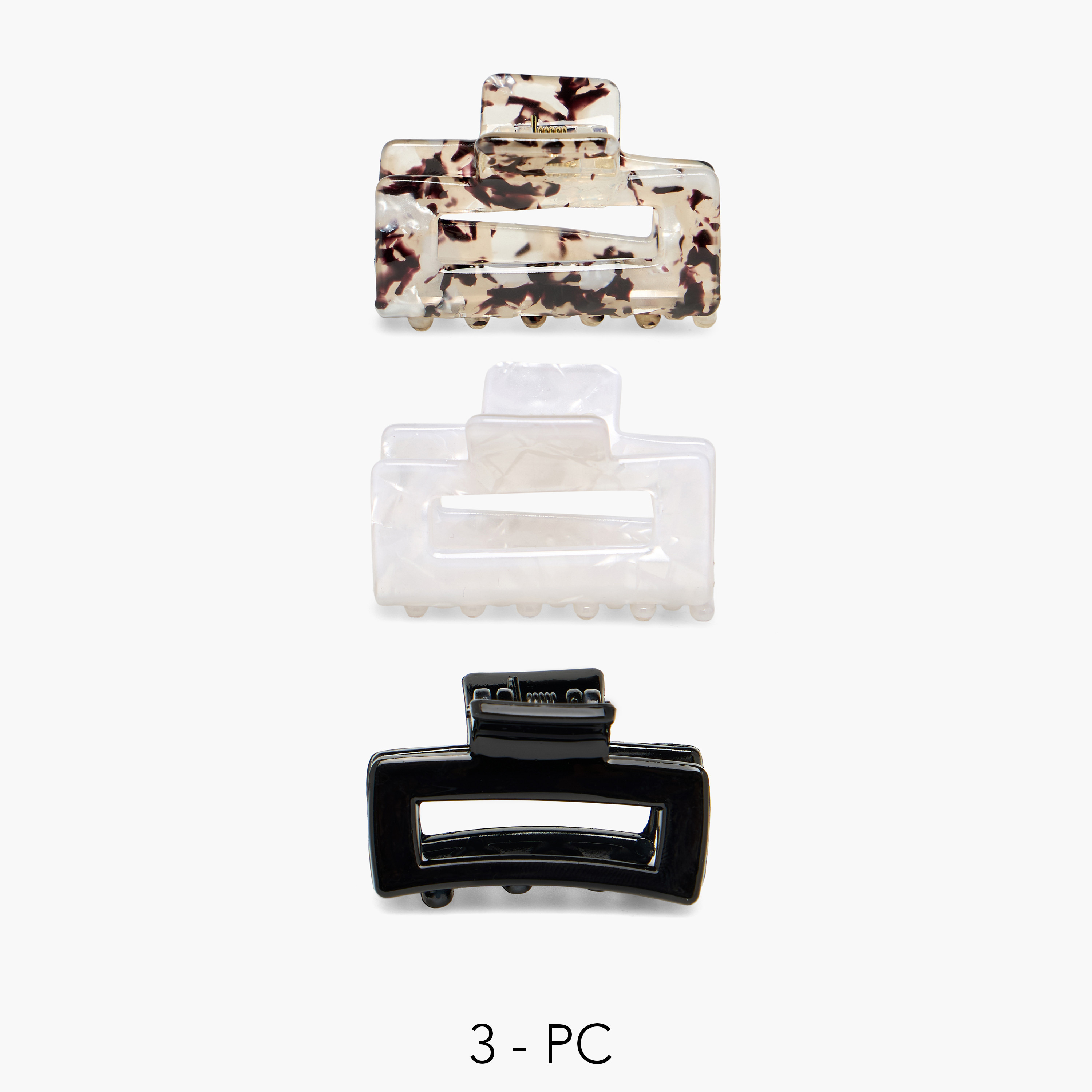 طقم مشابك شعر مستطيلة بتصميم مفرغ من 3 قطع-women-hairaccessories-clamps-image-1